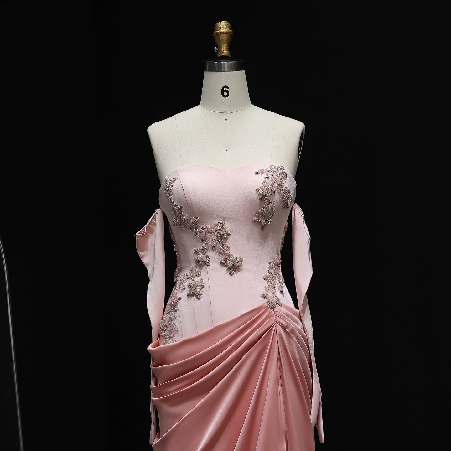 Elegant Pink 3D Flowers Strapless Evening Dresses SS259