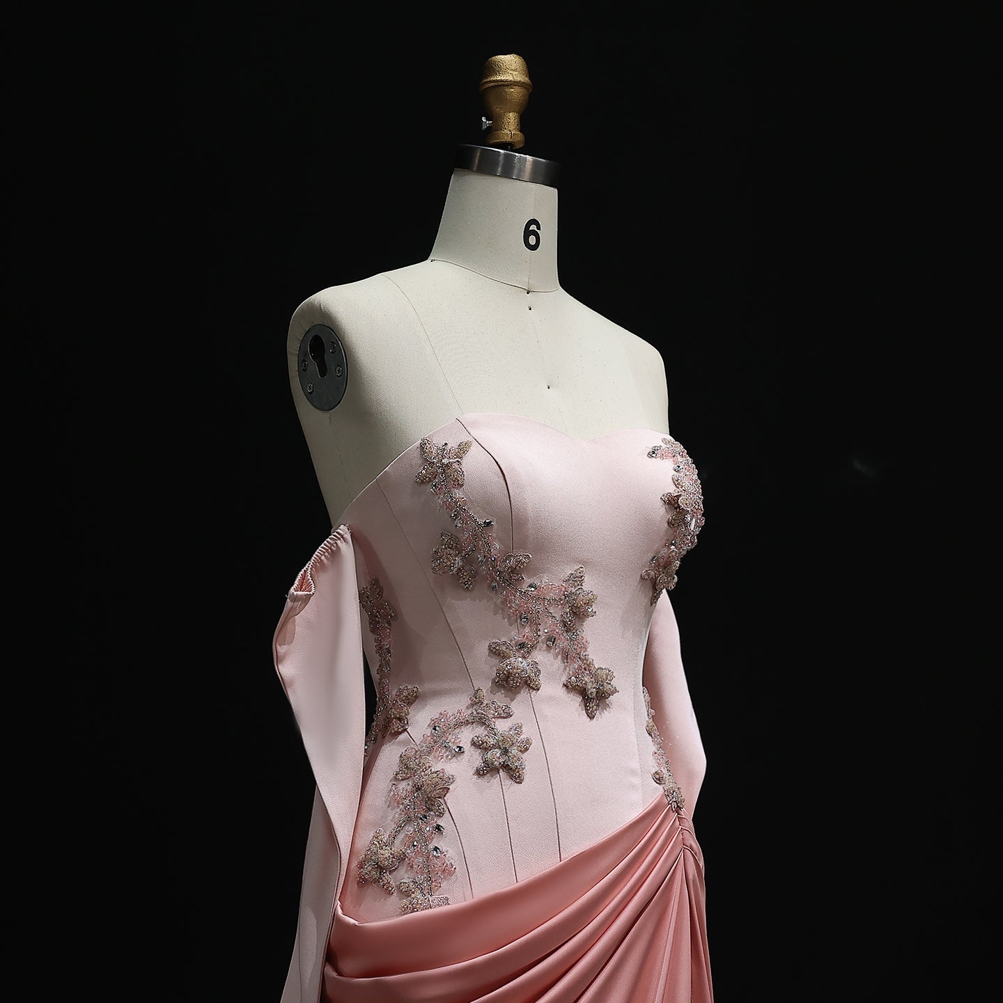 Elegant Pink 3D Flowers Strapless Evening Dresses SS259