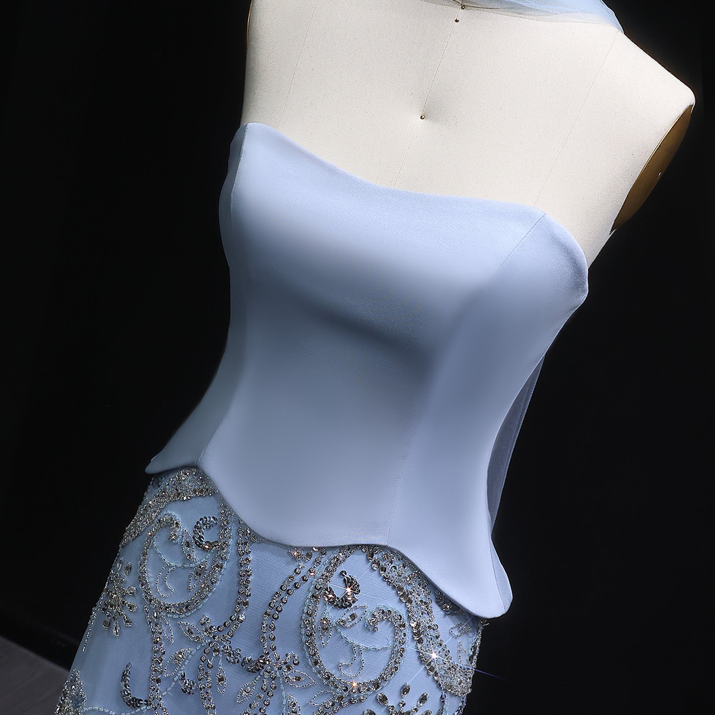 Luxury Sage Green Strapless Evening Dress SS254