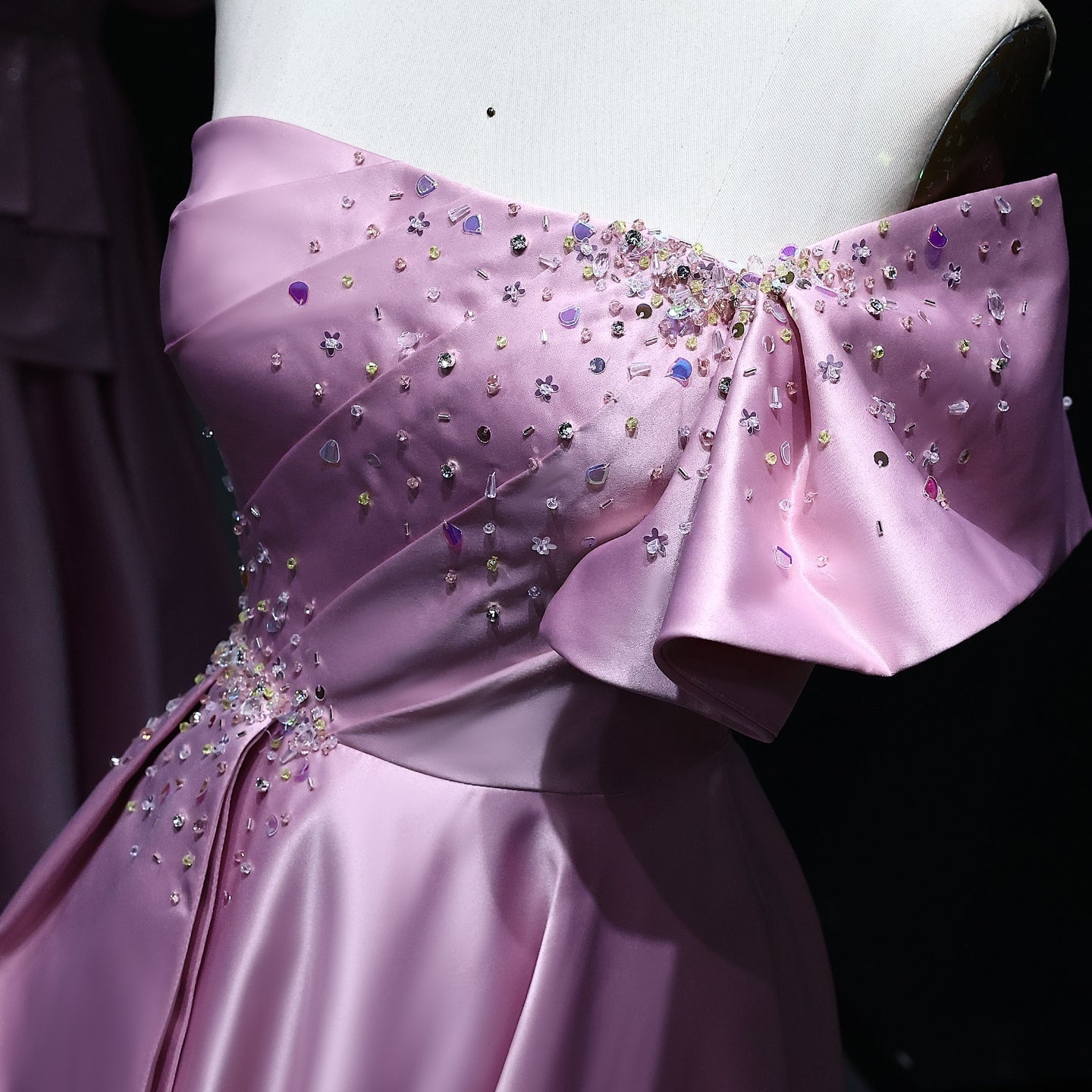 Elegant Gold One Shoulder Satin Evening Dress SS592