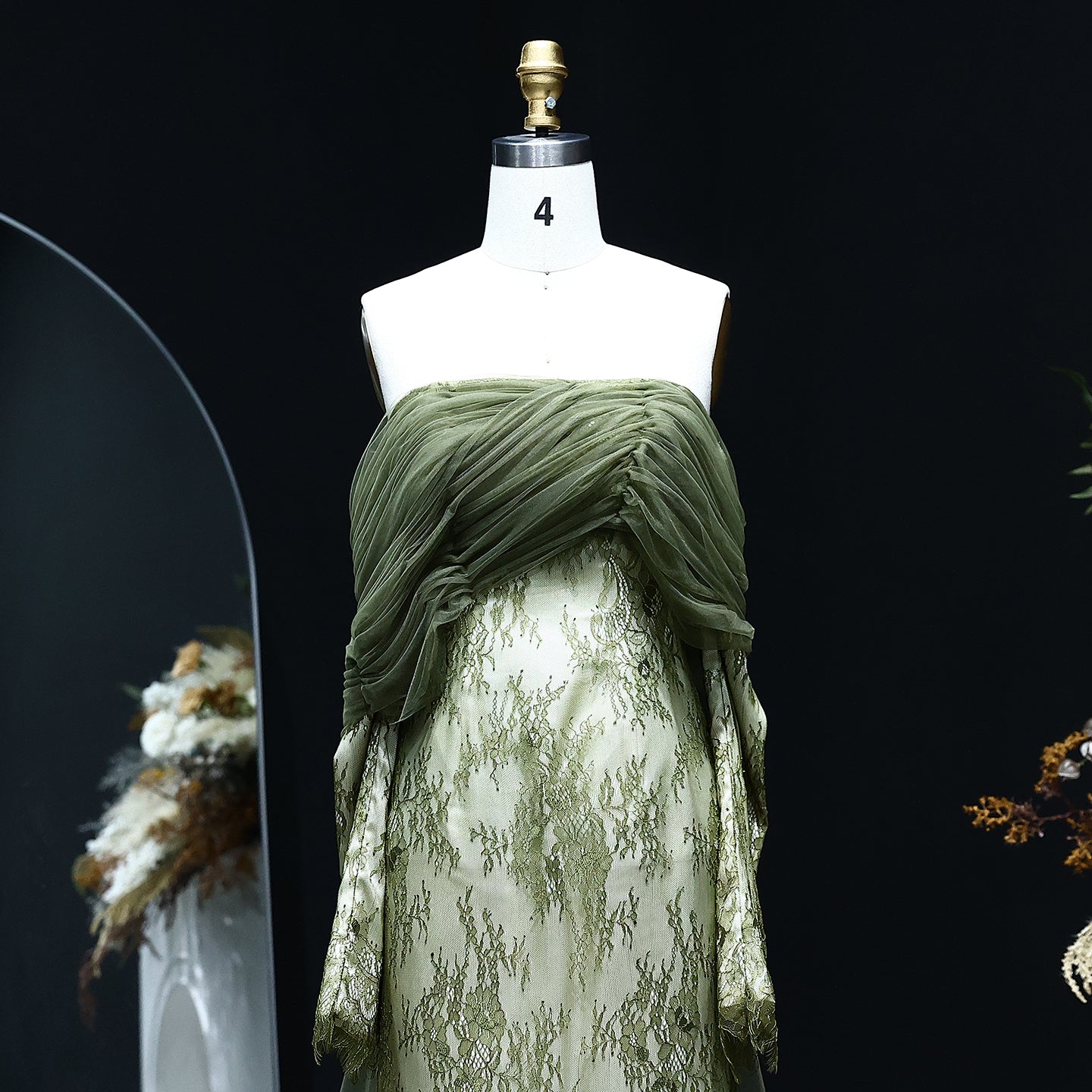 Elegant Green Off Shoulder Lace Evening Dress SF254