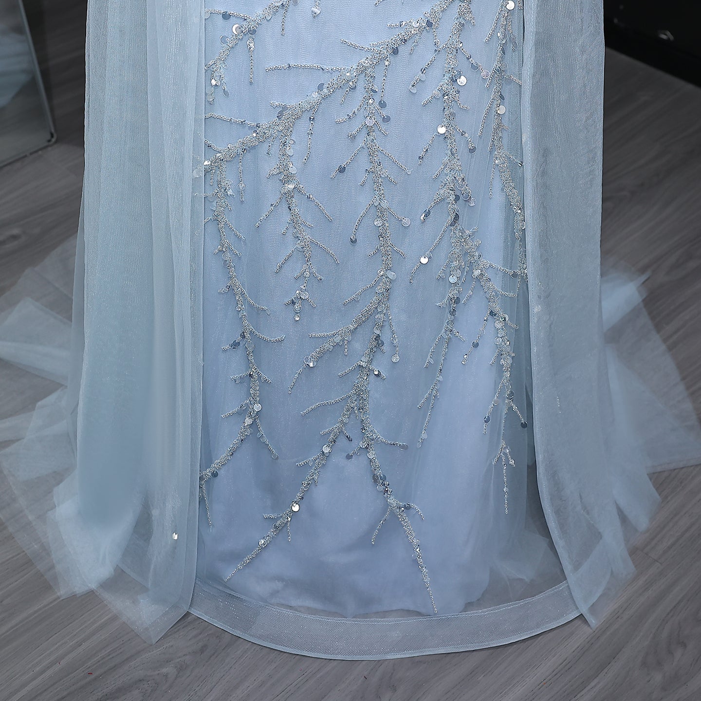 Luxury Beaded Orange Evening Dress with Overskirt SS222