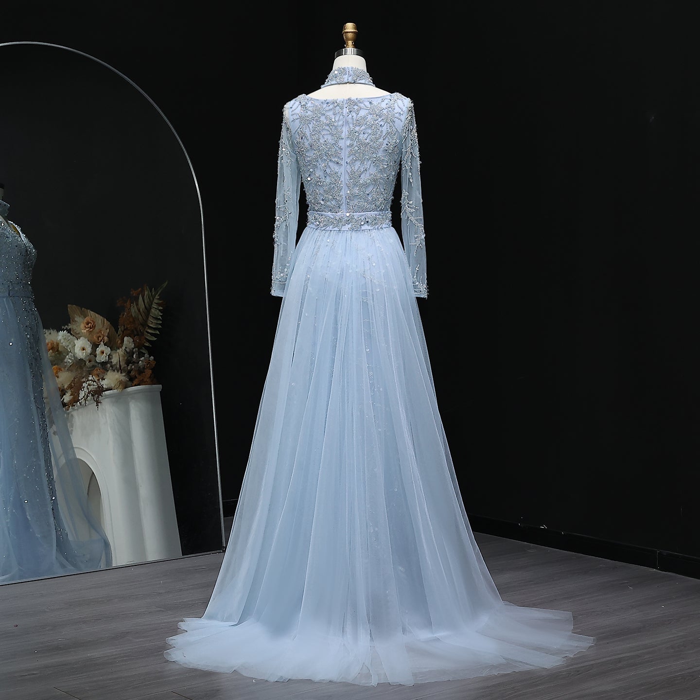 Luxury Beaded Orange Evening Dress with Overskirt SS222