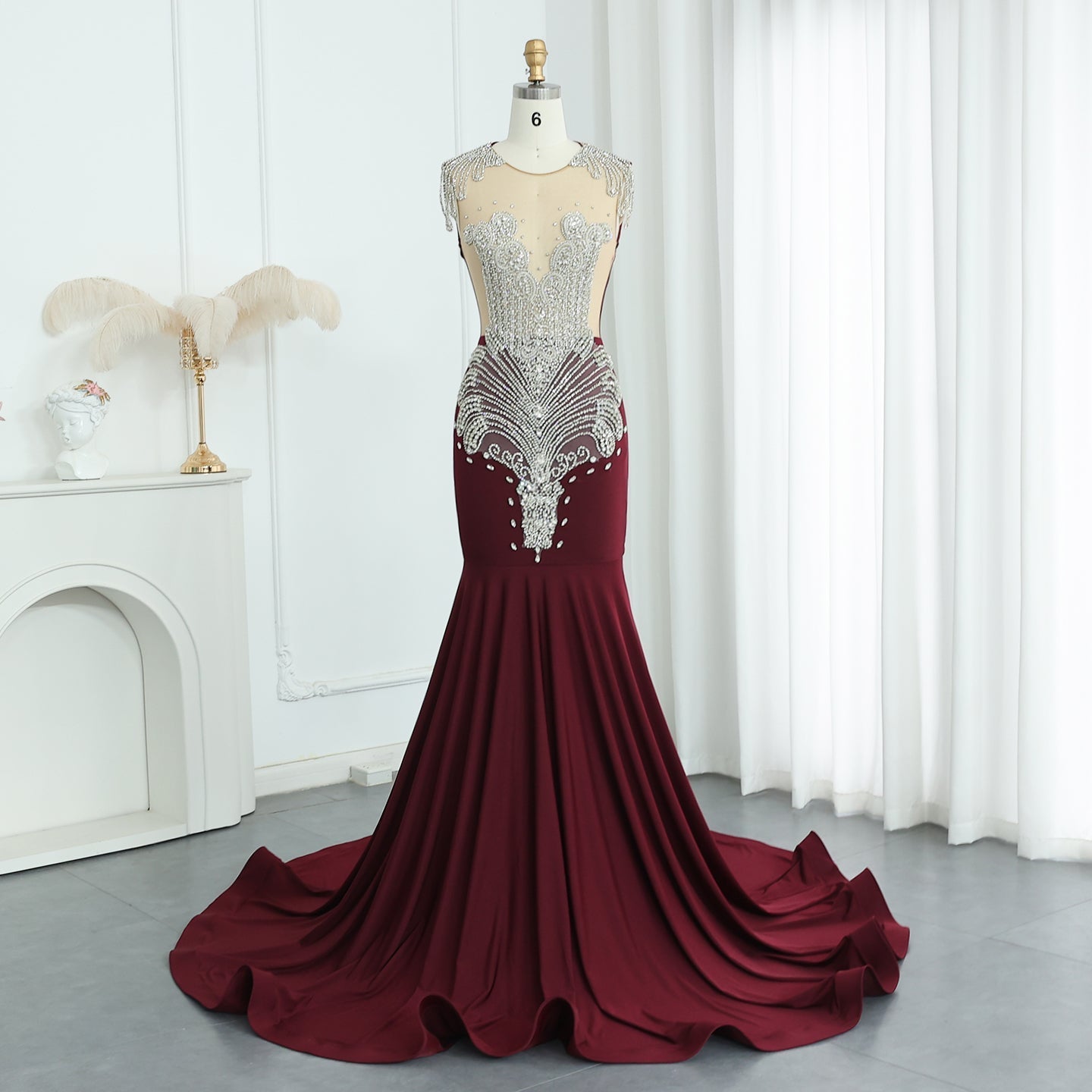 Luxury Crystal Mermaid Royal Blue Prom Dress RM057