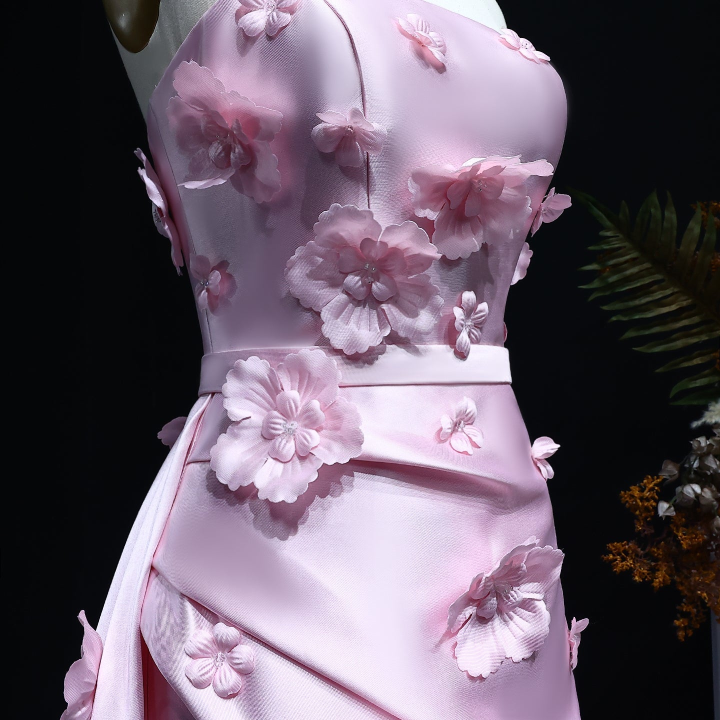Elegant Pink 3D Flowers Evening Dress with Overskirt SS273