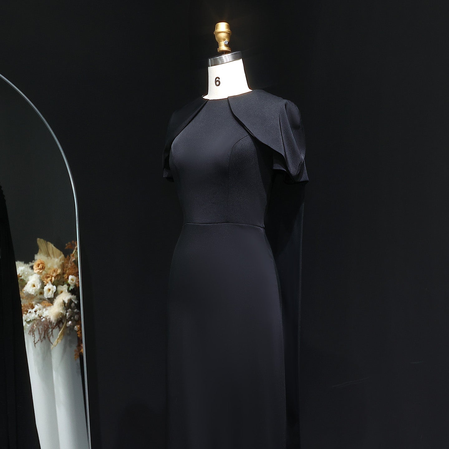 Simple Lilac Straight Evening Dress with Cape SF033