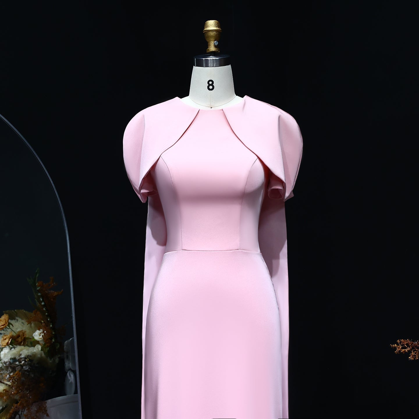 Simple Lilac Straight Evening Dress with Cape SF033