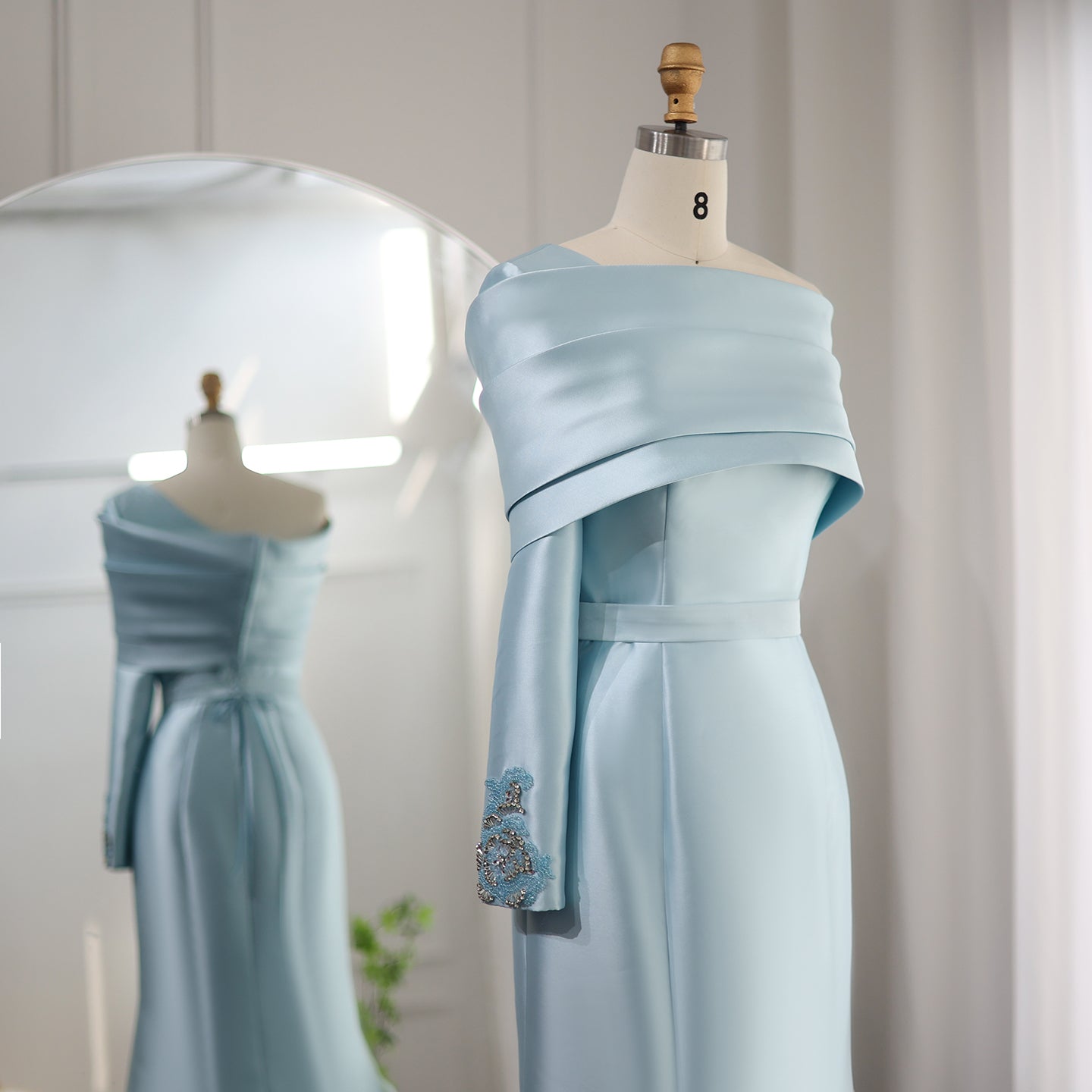 Elegant Yellow One Shoulder Mermaid Evening Dress SS414