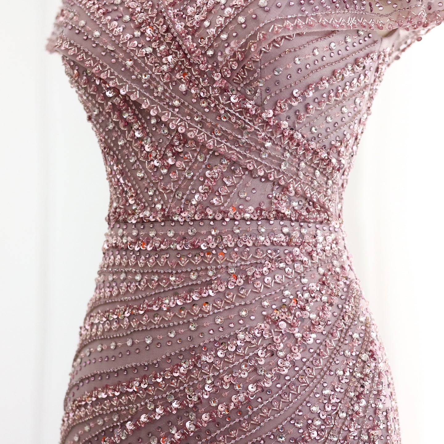 Luxury Silver Nude Mermaid Evening Dress SS045