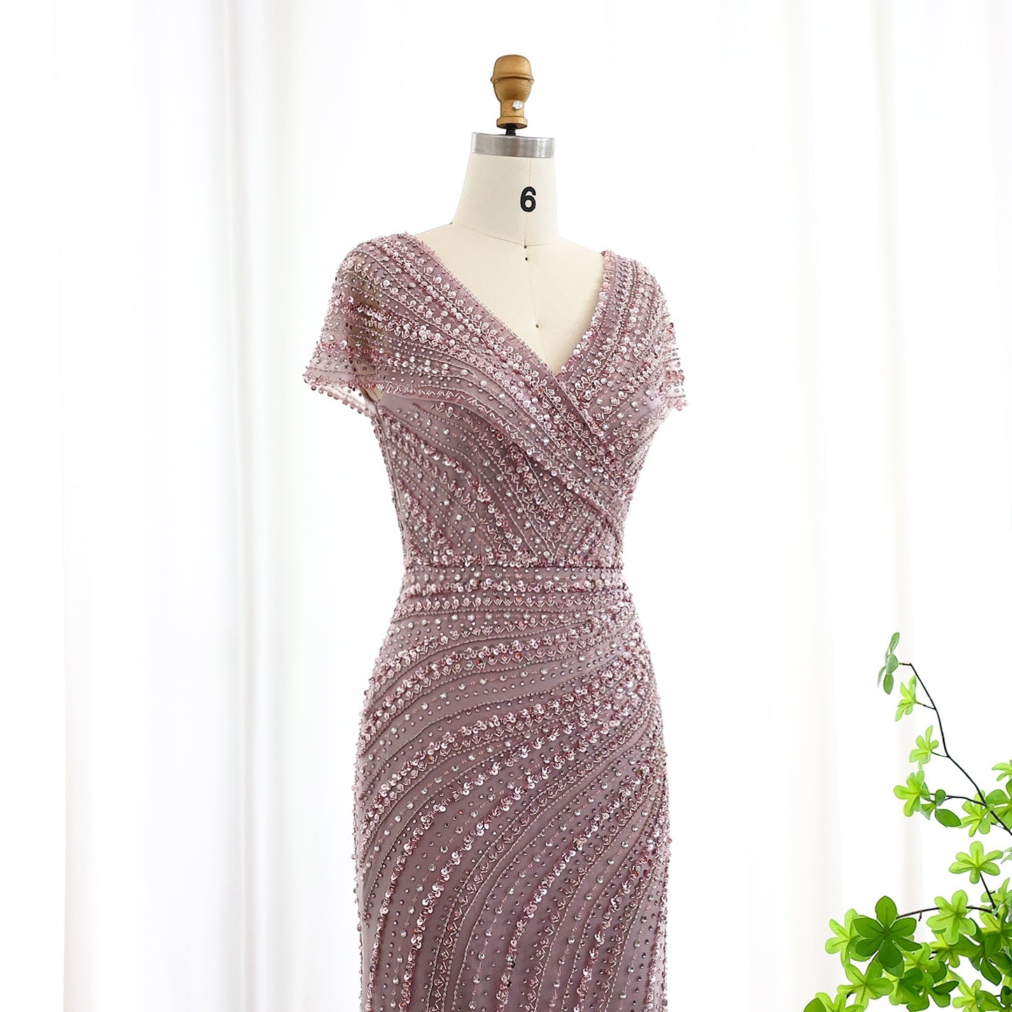 Luxury Silver Nude Mermaid Evening Dress SS045