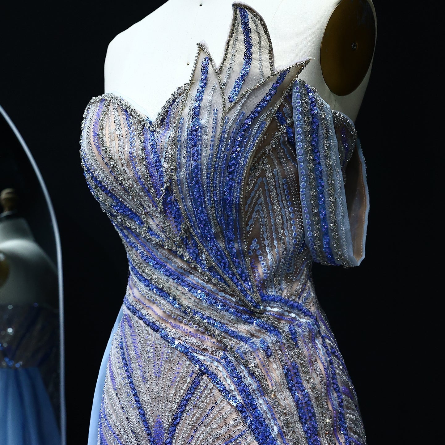 Luxury Orange One Shoulder Evening Dress with Overskirt SS257