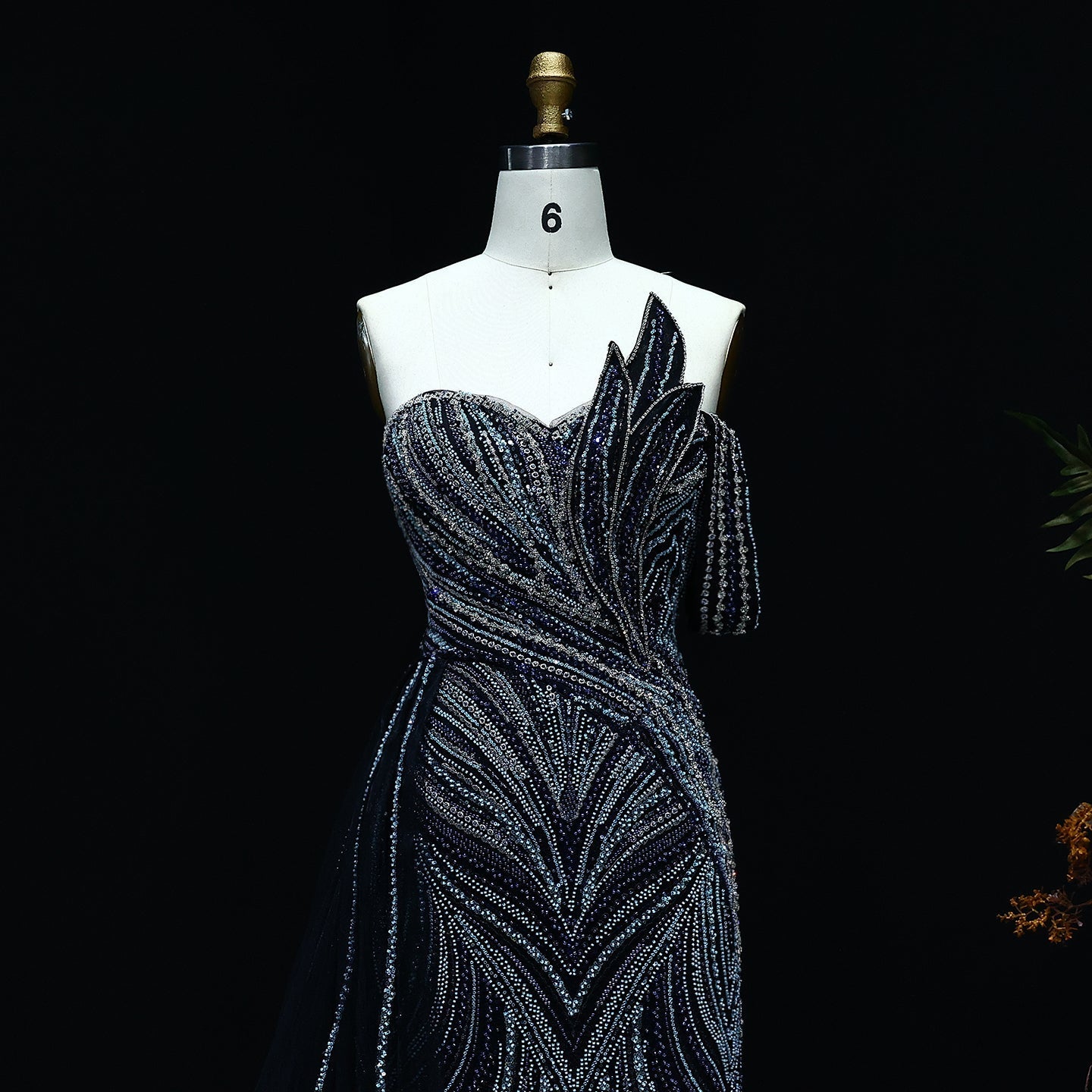 Luxury Orange One Shoulder Evening Dress with Overskirt SS257