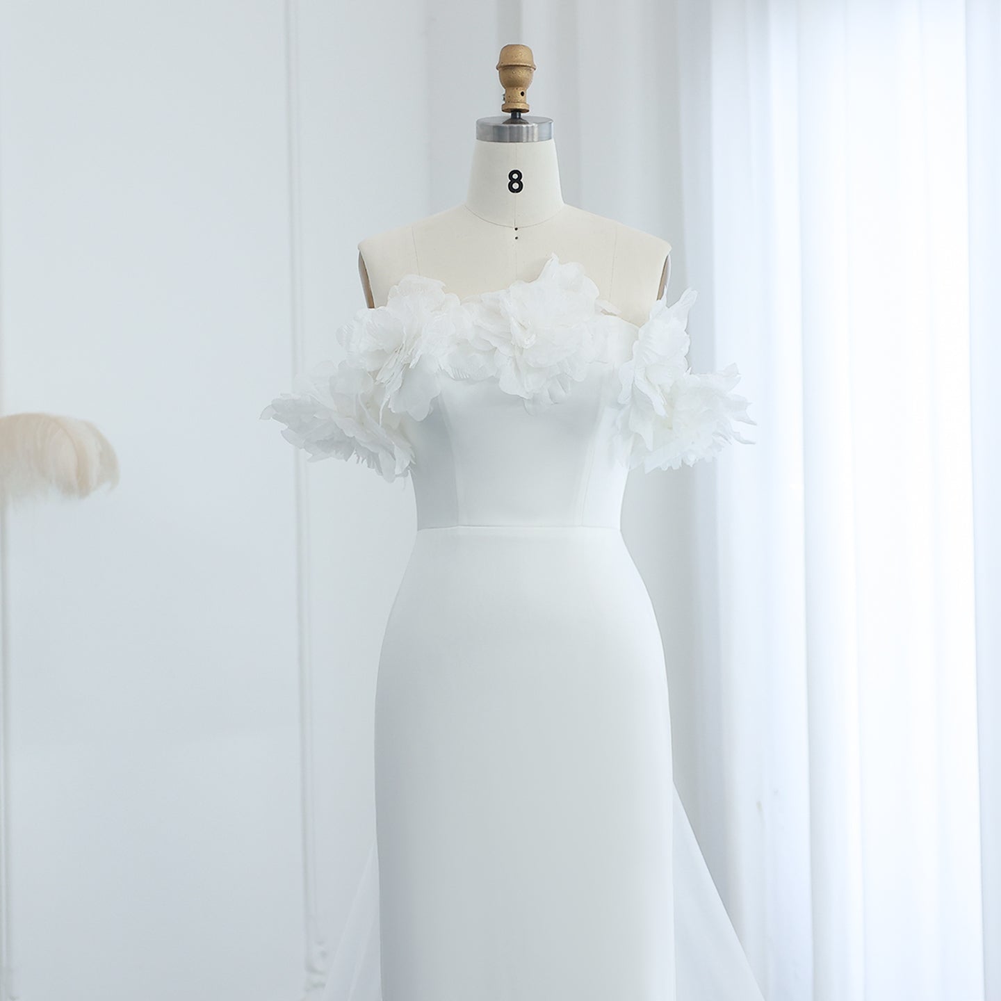 Elegant 3D Flowers Light Yellow Evening Dress with Overskirt SF013