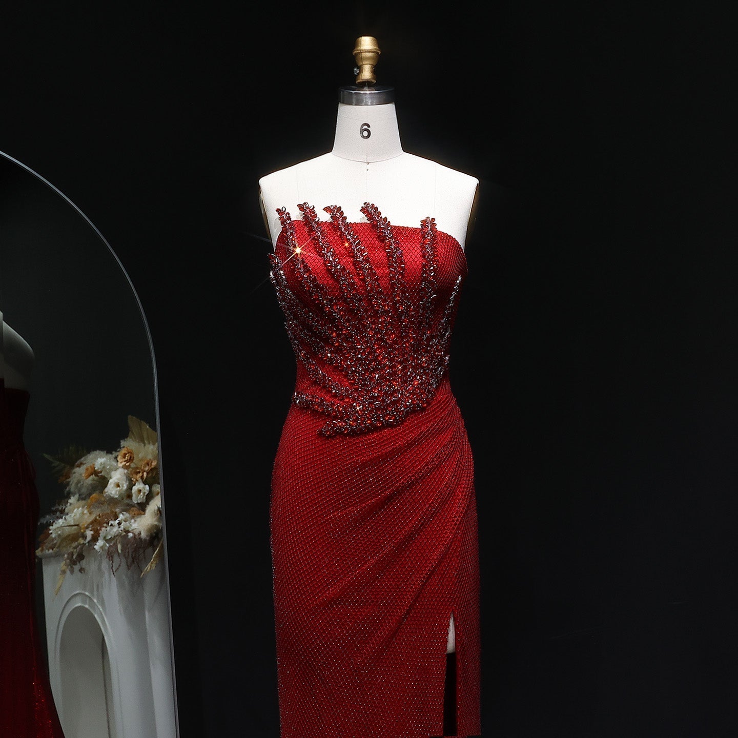 Sparkly Crystal Caramel Strapless Evening Dress SS528