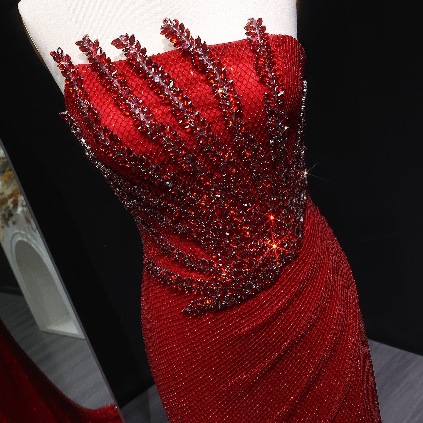 Sparkly Crystal Caramel Strapless Evening Dress SS528