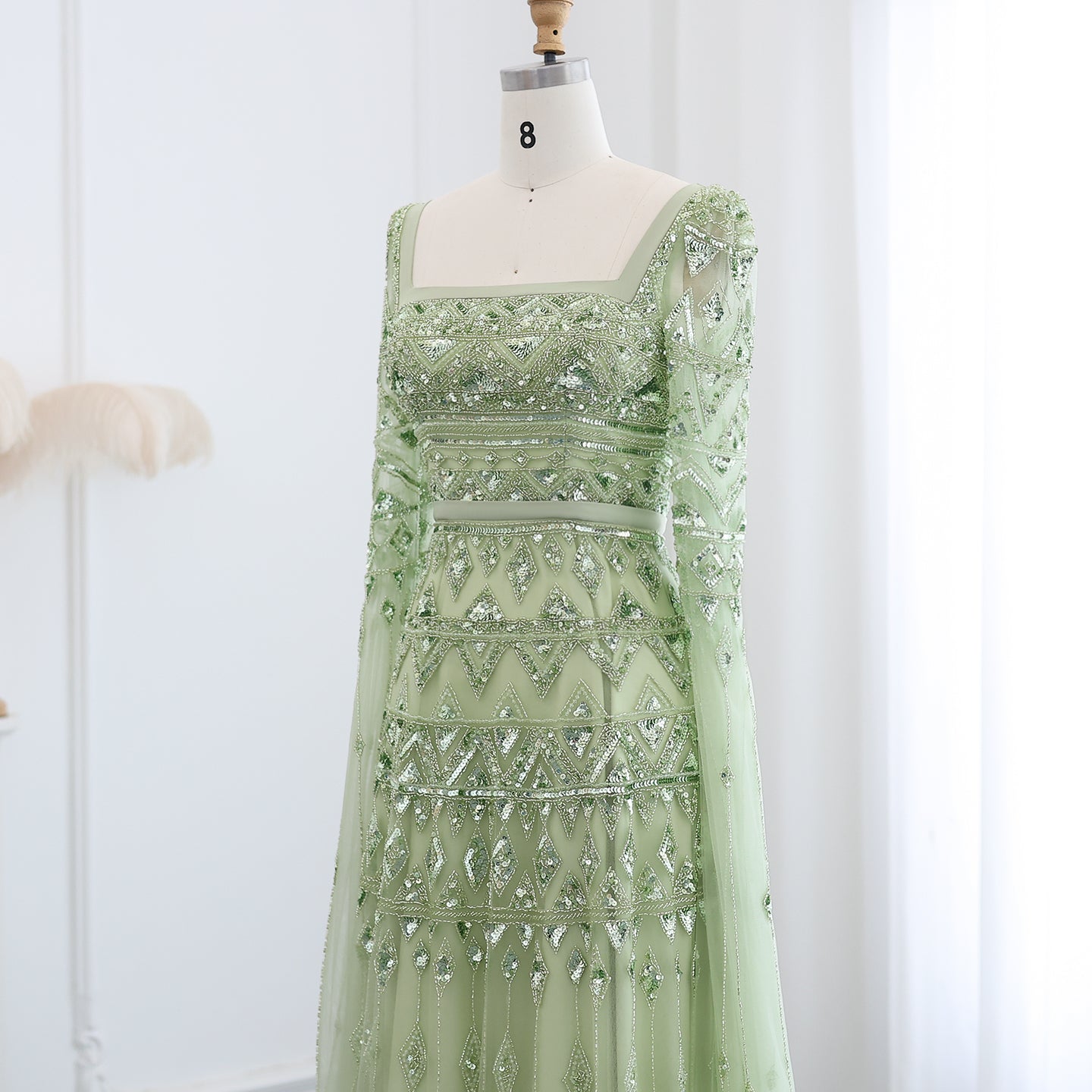 Luxury Wine Red Evening Dress with Cape Sleeves SS461