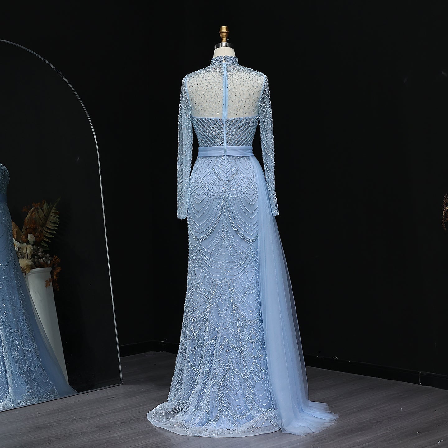 Stunning Brown Long Sleeve High Neck Evening Dress SS015