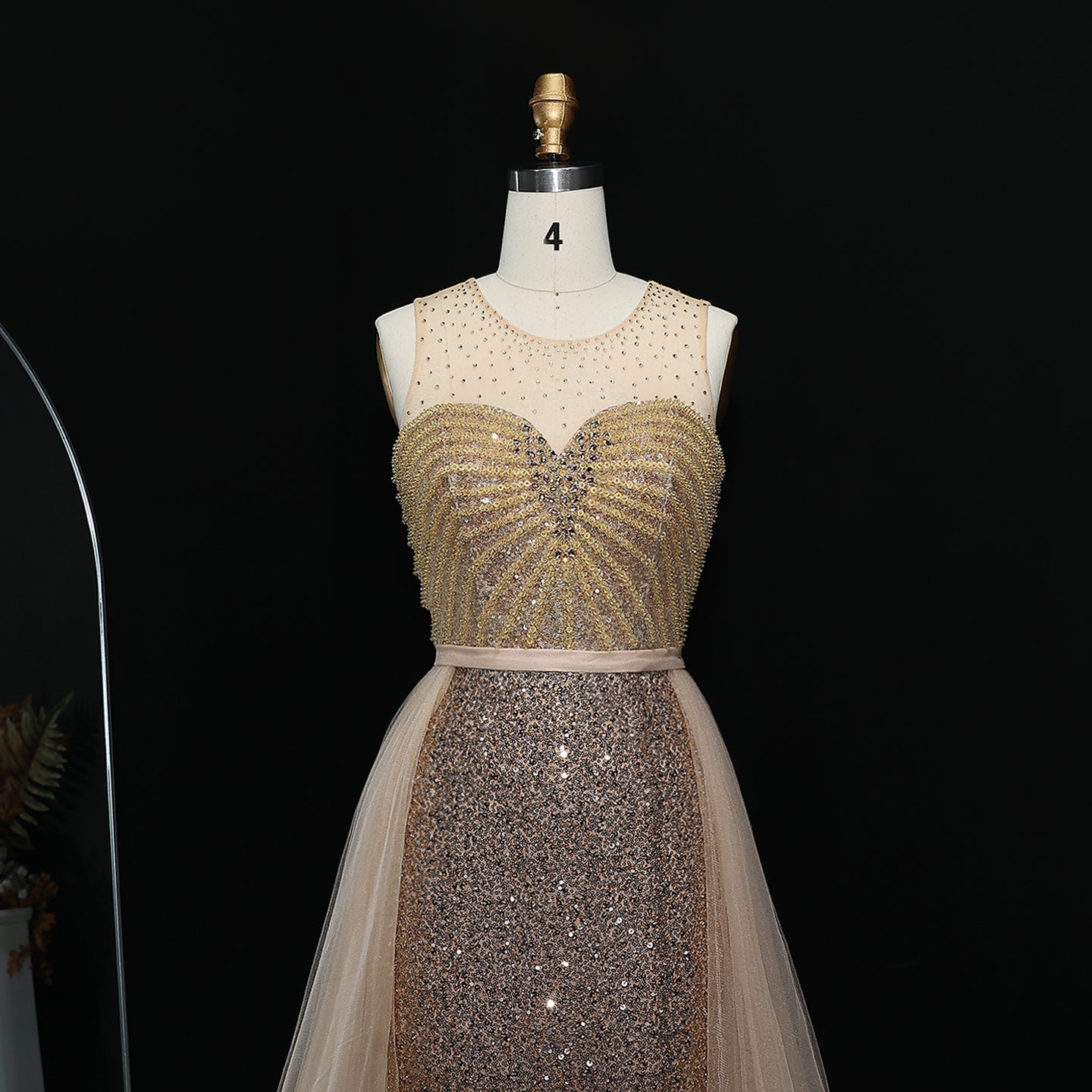 Sparkly Crystal Blue Evening Dress with Overskirt SS011