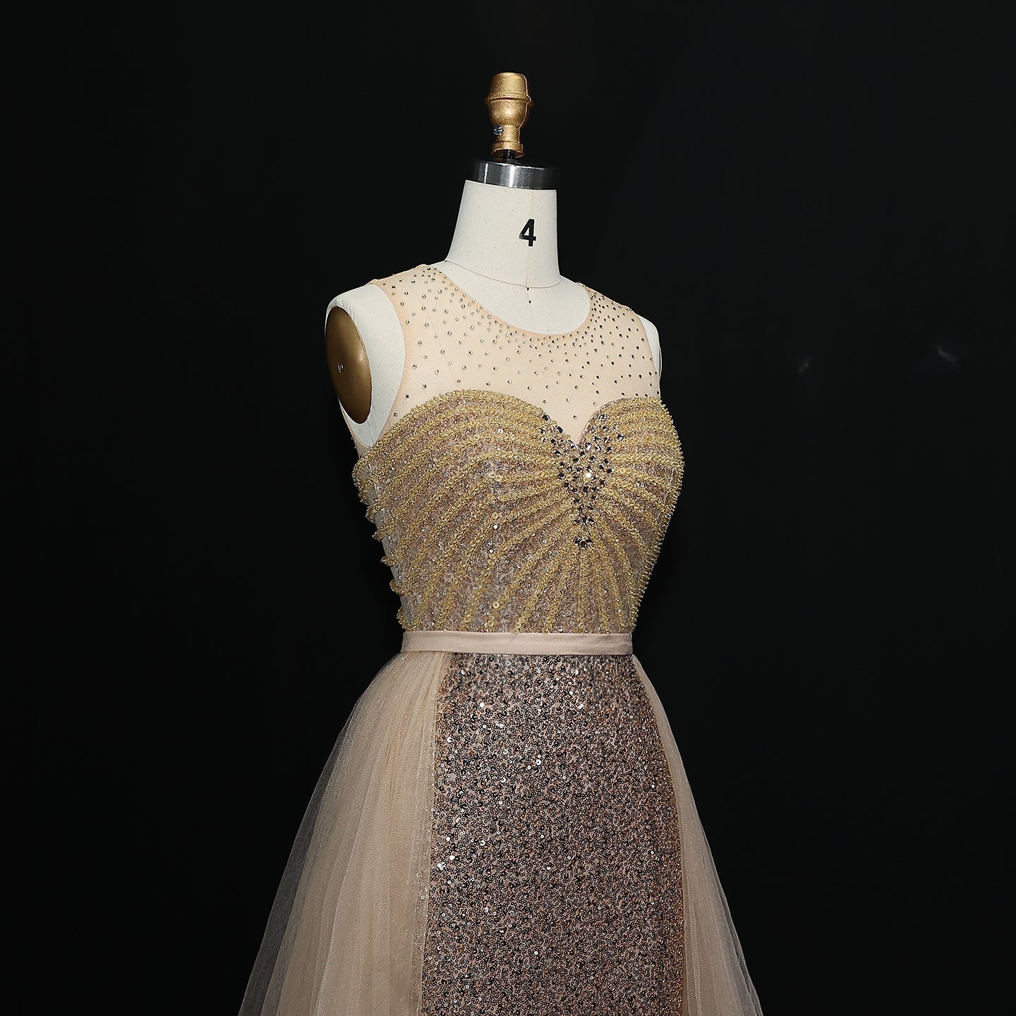 Sparkly Crystal Blue Evening Dress with Overskirt SS011