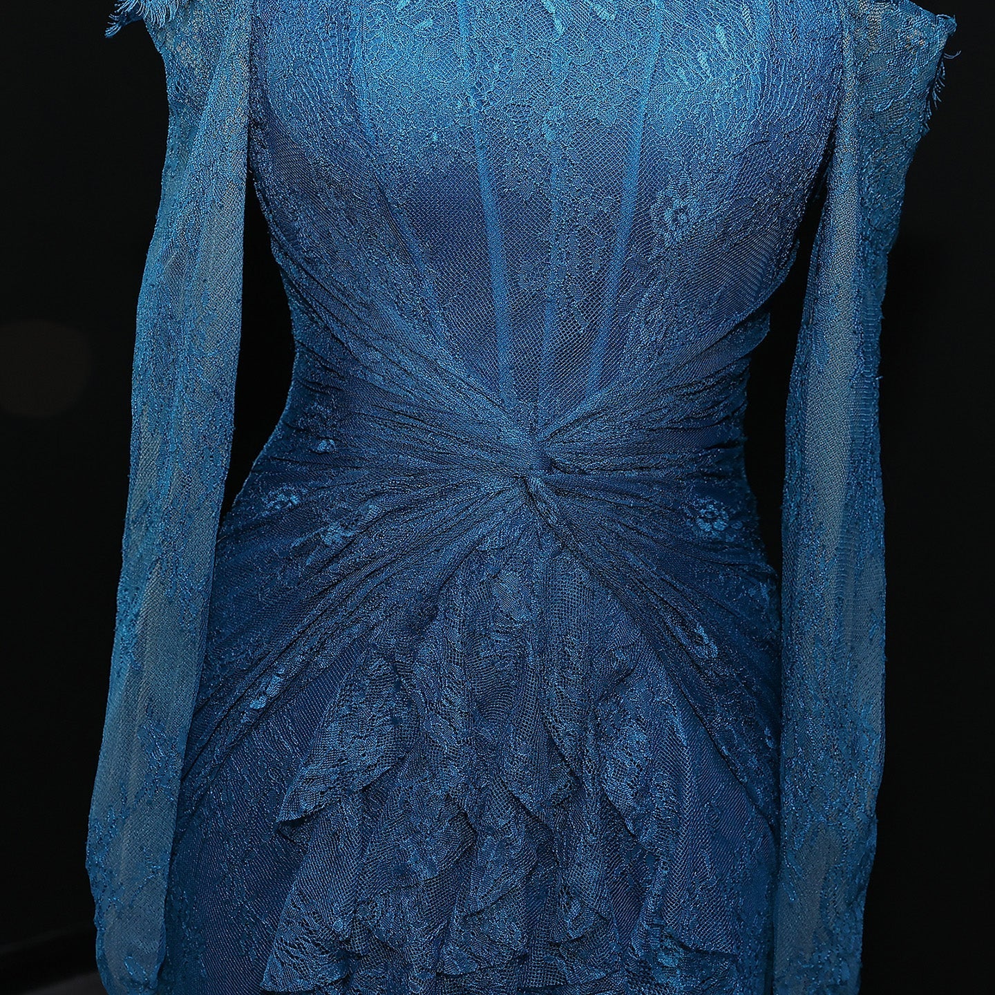 Elegant Blue Off Shoulder Lace Evening Dress SF519