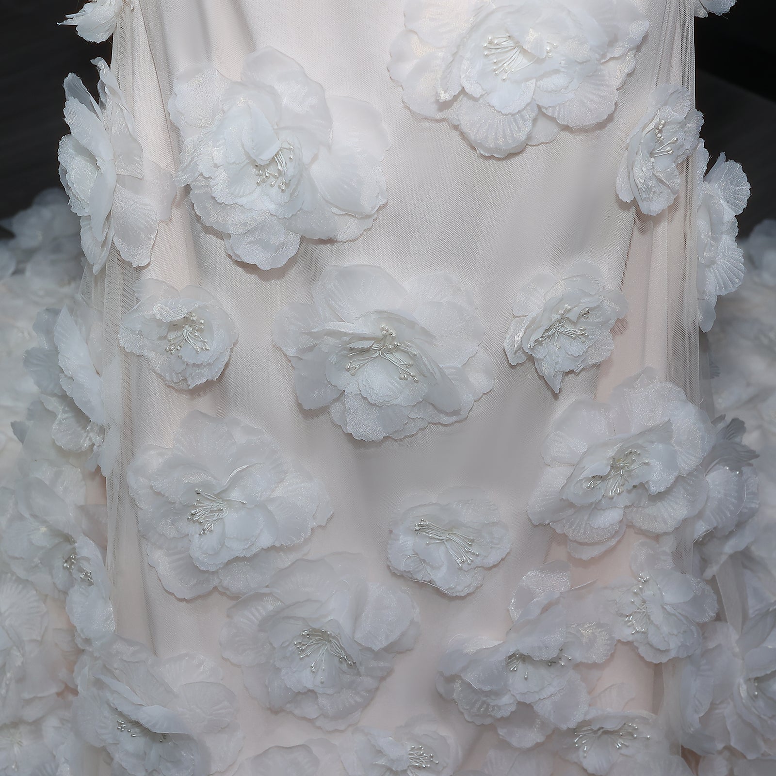 Elegant Pink 3D Flowers Off Shoulder Evening dress SF383