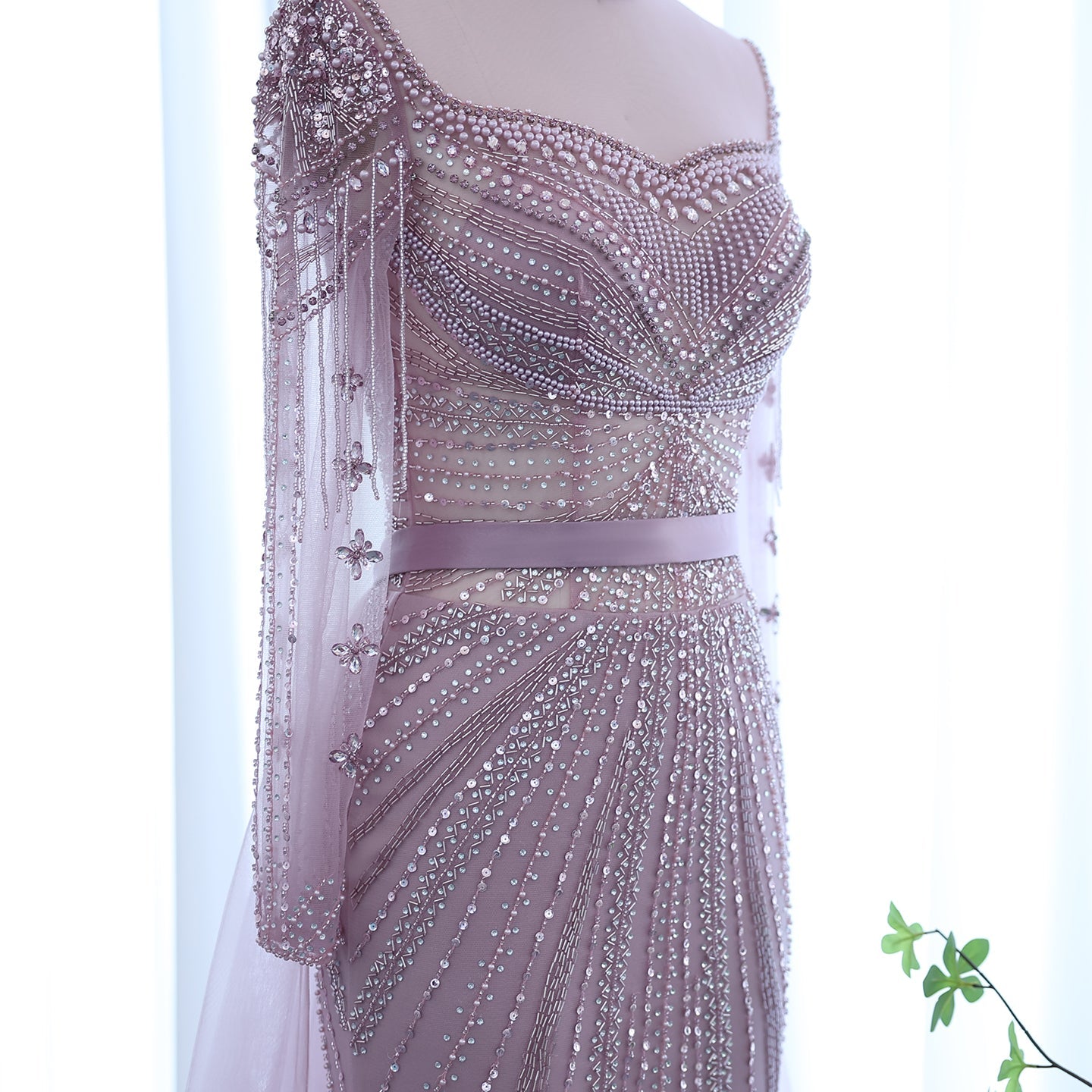 Luxury Champagne Evening Dress with Detachable Overskirt SS265