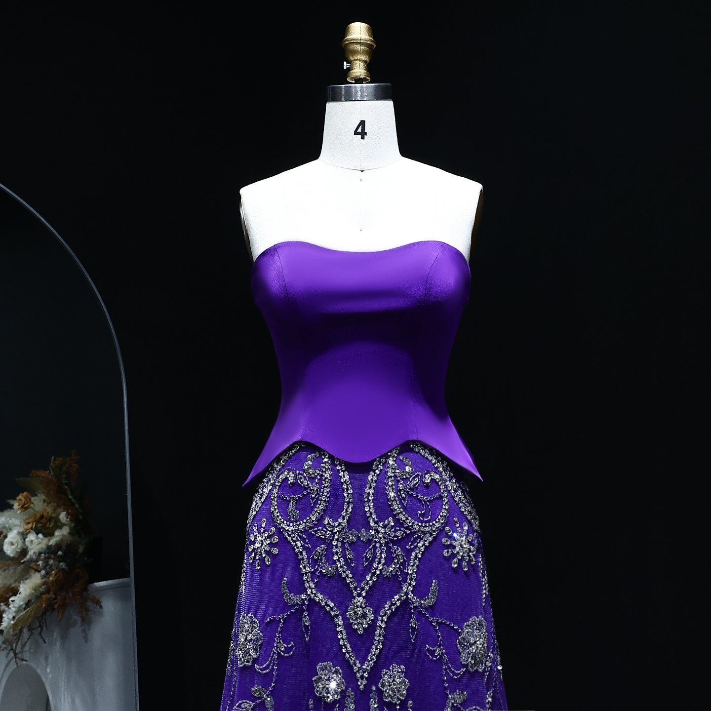 Luxury Sage Green Strapless Evening Dress SS254