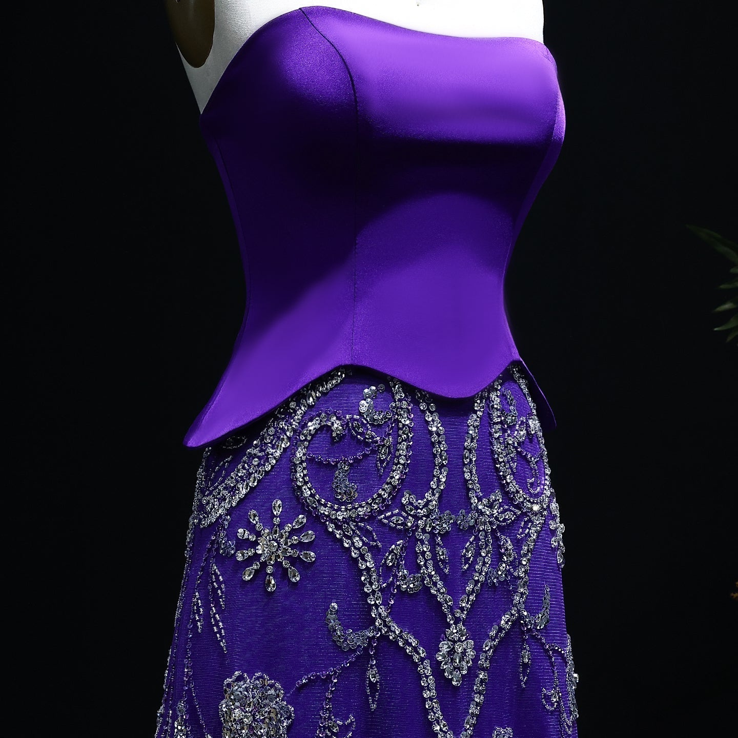 Luxury Sage Green Strapless Evening Dress SS254