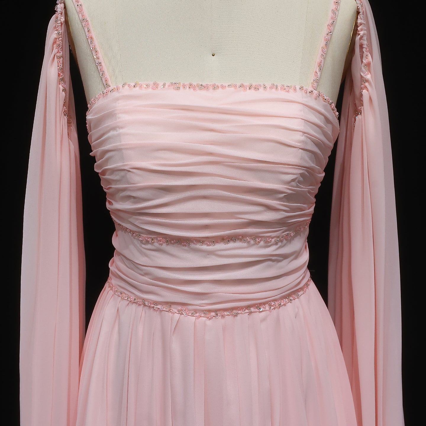 Elegant Pink Evening Dress with Cape Sleeves SF188