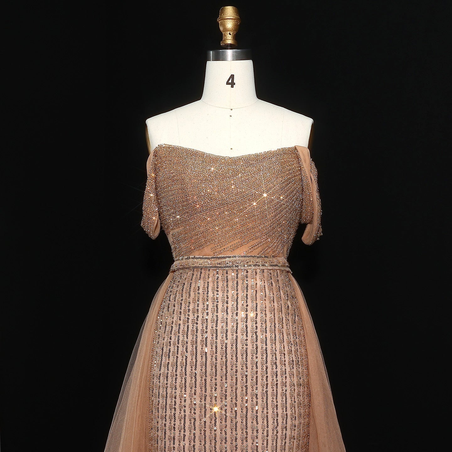 Luxury Beaded Purple Evening Dress with Overskirt SS137