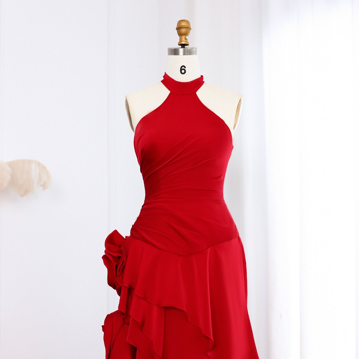 Elegant Wine Red Mermaid 3D Flowers Evening Dress SF029