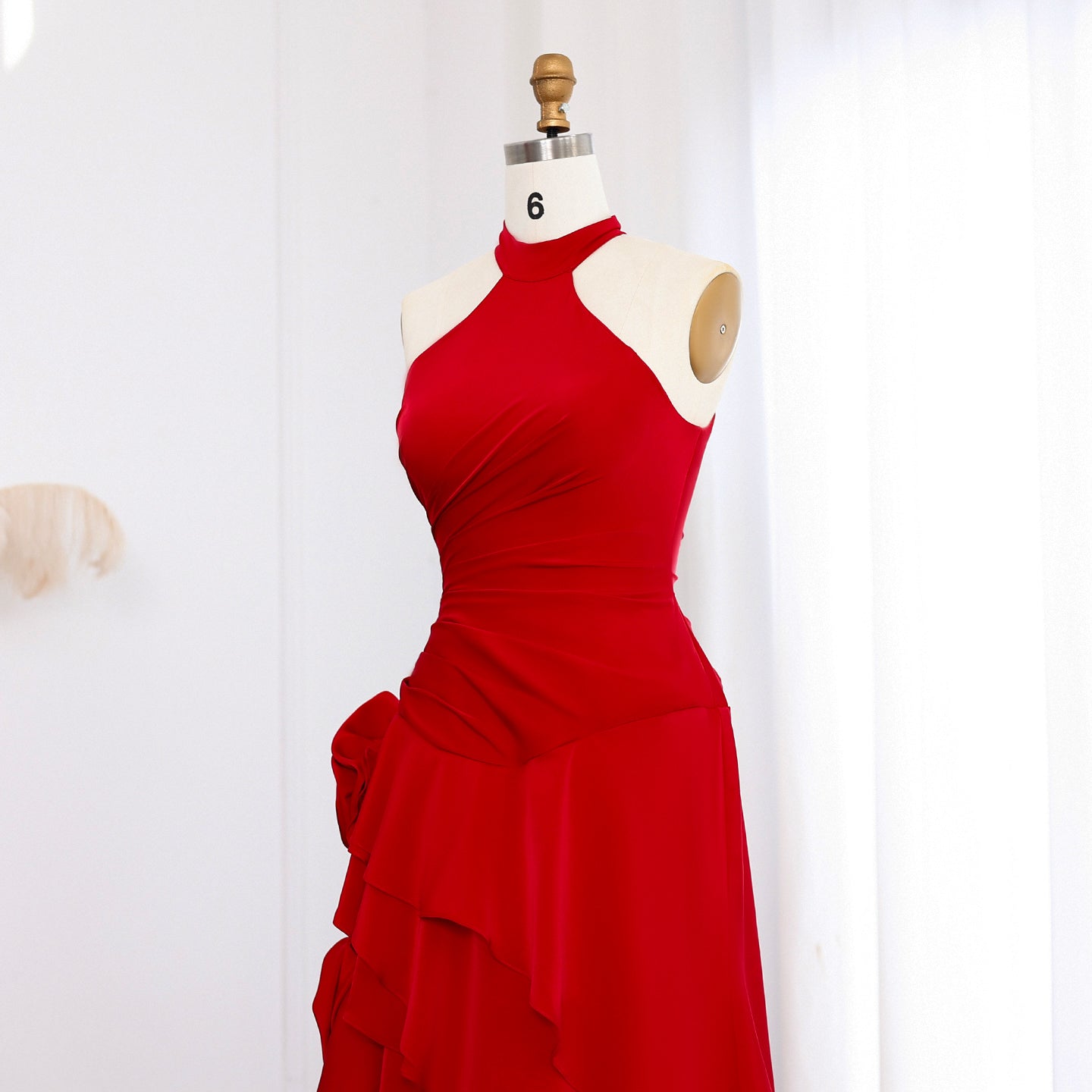 Elegant Wine Red Mermaid 3D Flowers Evening Dress SF029