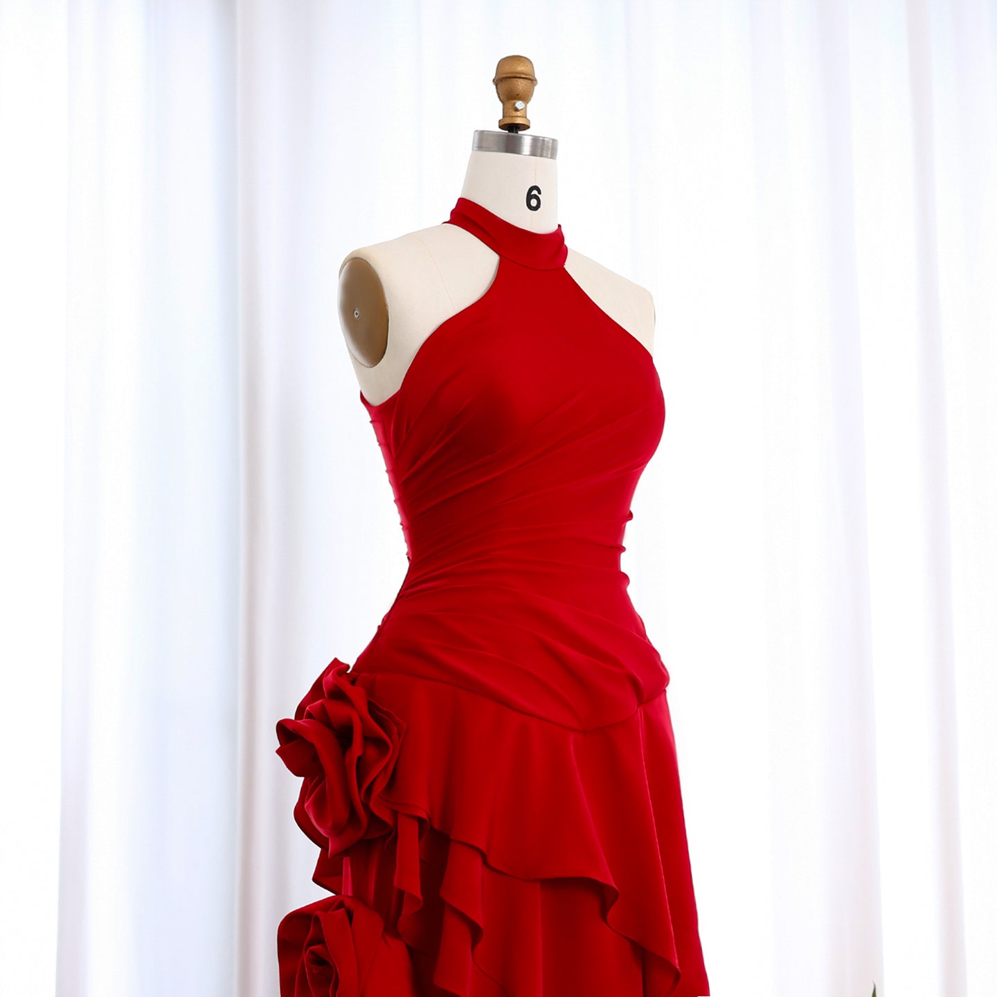 Elegant Wine Red Mermaid 3D Flowers Evening Dress SF029