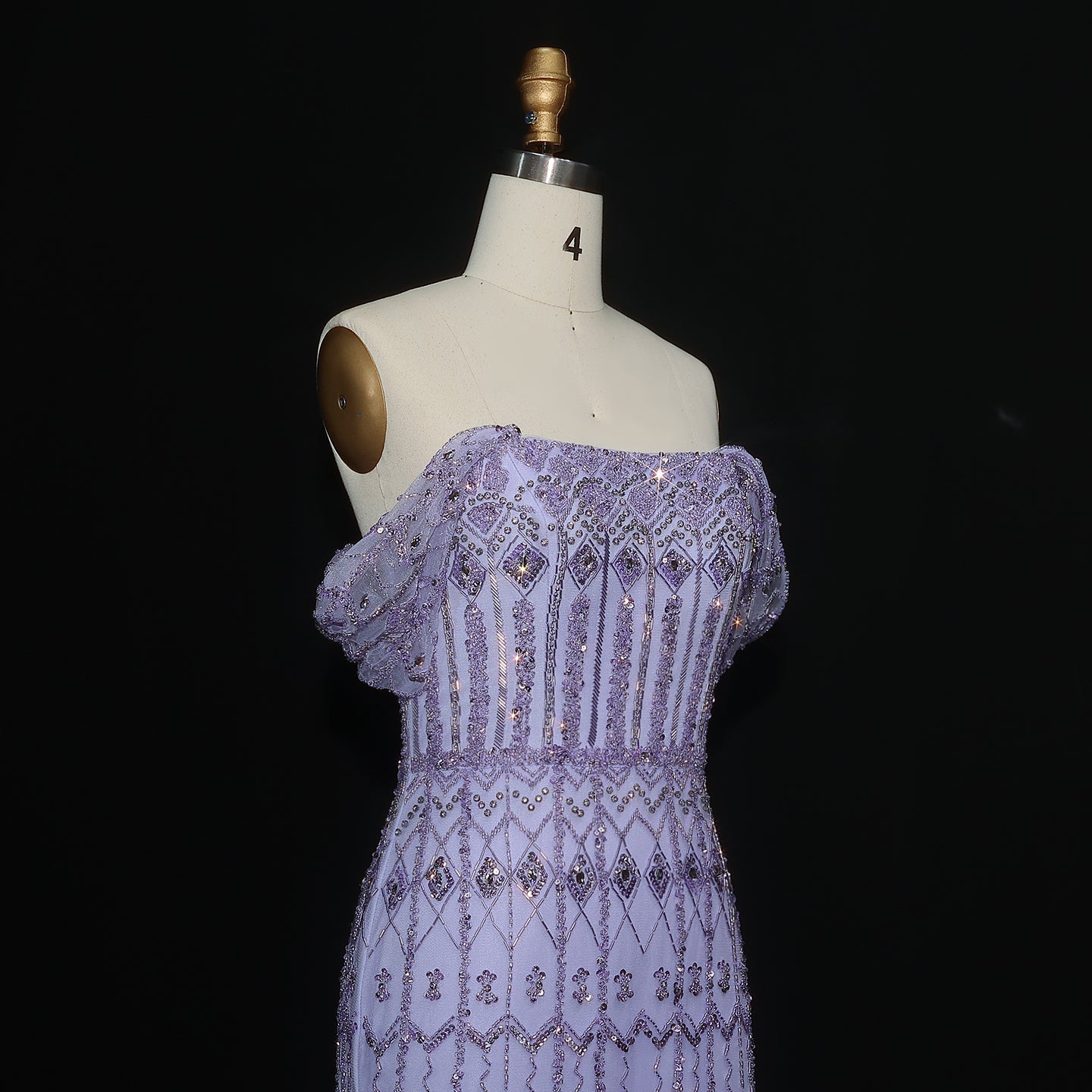 Luxury White Beaded Short Sleeves Evening Dress SS291