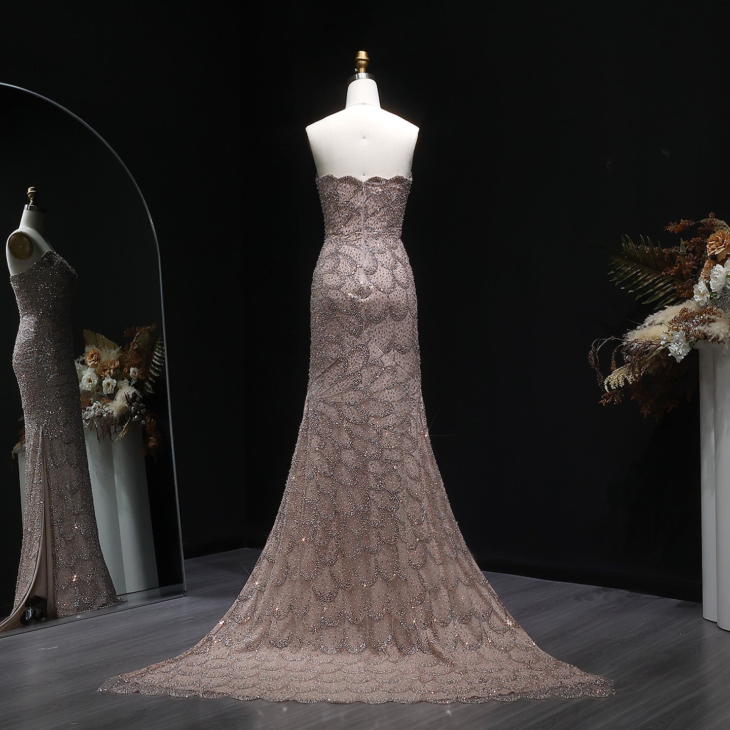 Elegant Emerald Green Strapless Evening Dress SS601