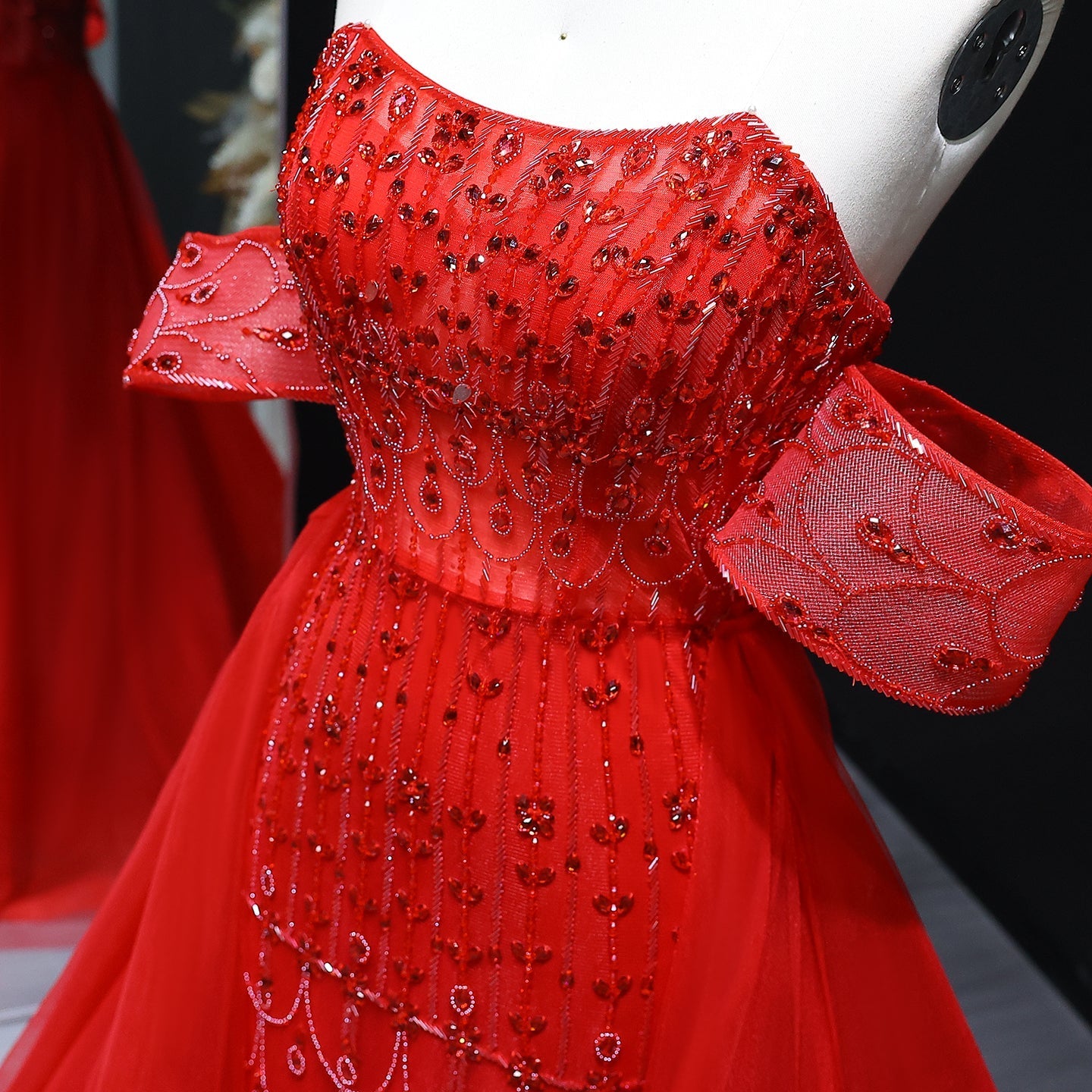 Luxury Champagne Evening Dress with Overskirt SS168