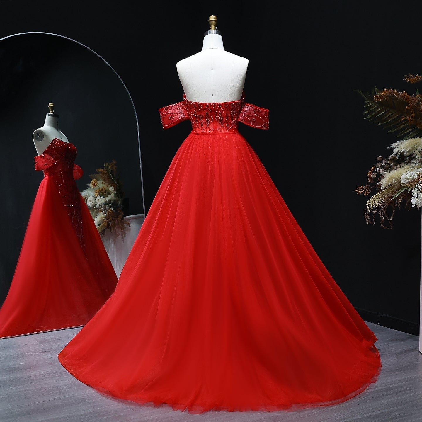 Luxury Champagne Evening Dress with Overskirt SS168