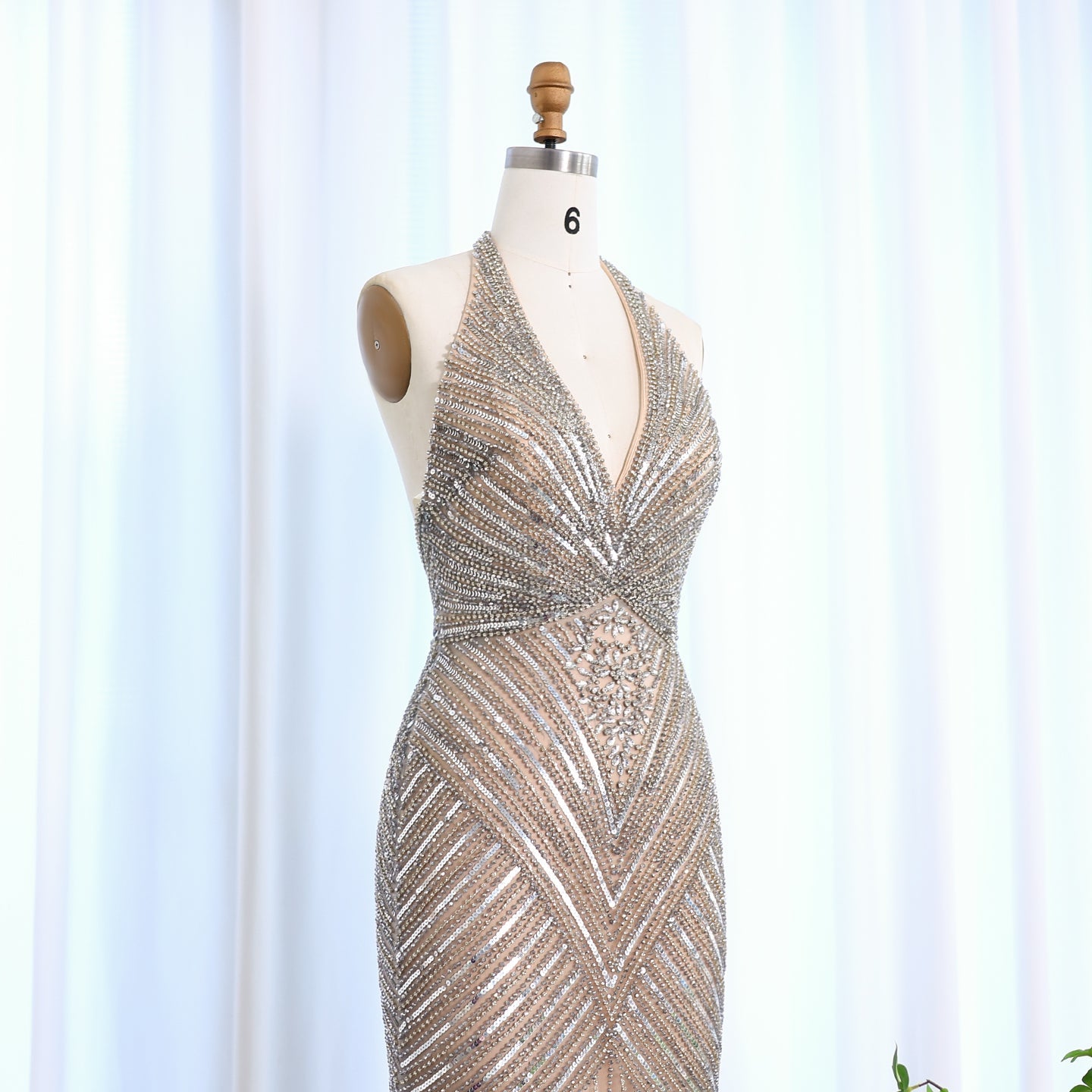 Sexy Halter Black Beaded Evening Prom Dress SS013