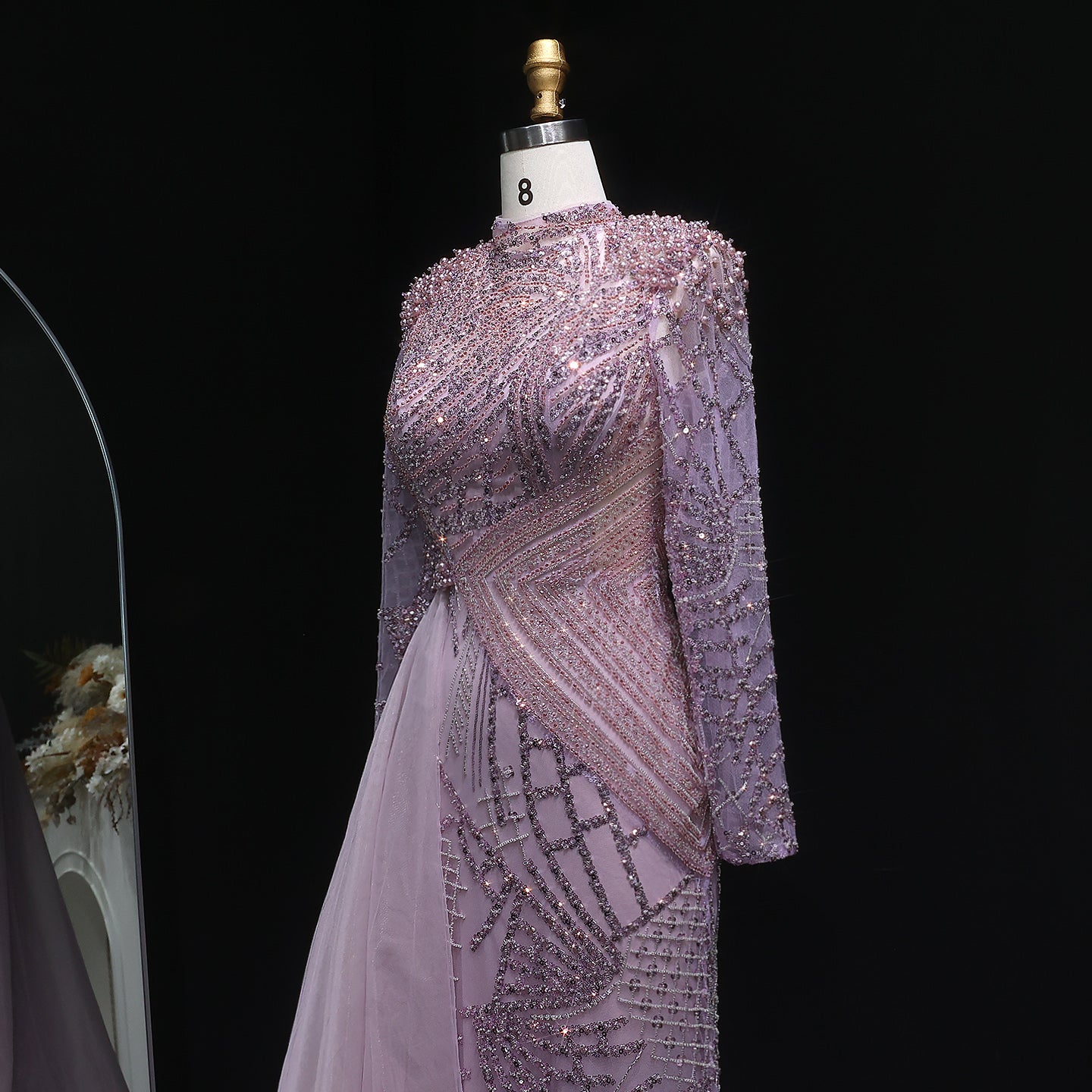 Glamorous Beaded Turquoise Evening Dress with Overskirt SS064