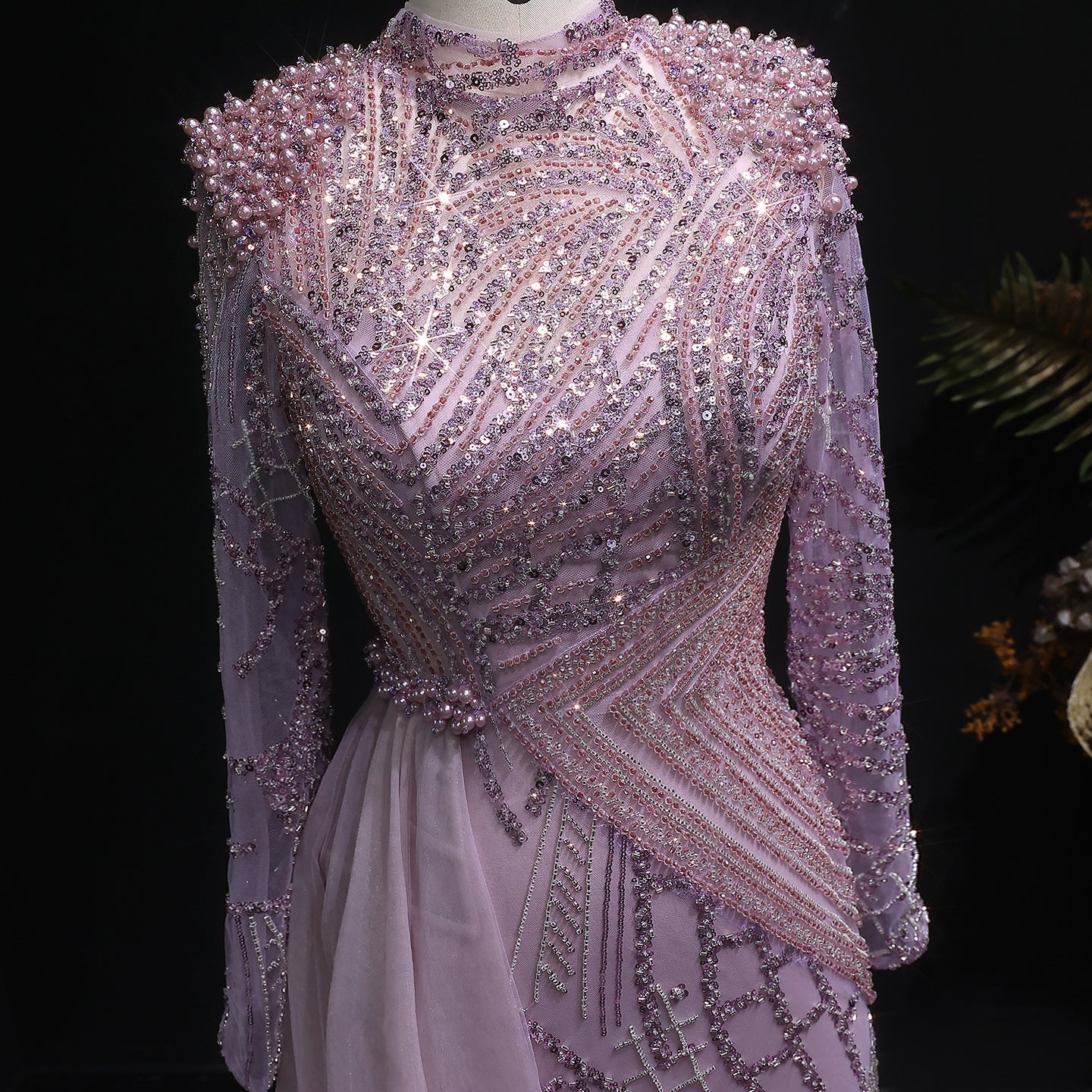 Glamorous Beaded Turquoise Evening Dress with Overskirt SS064