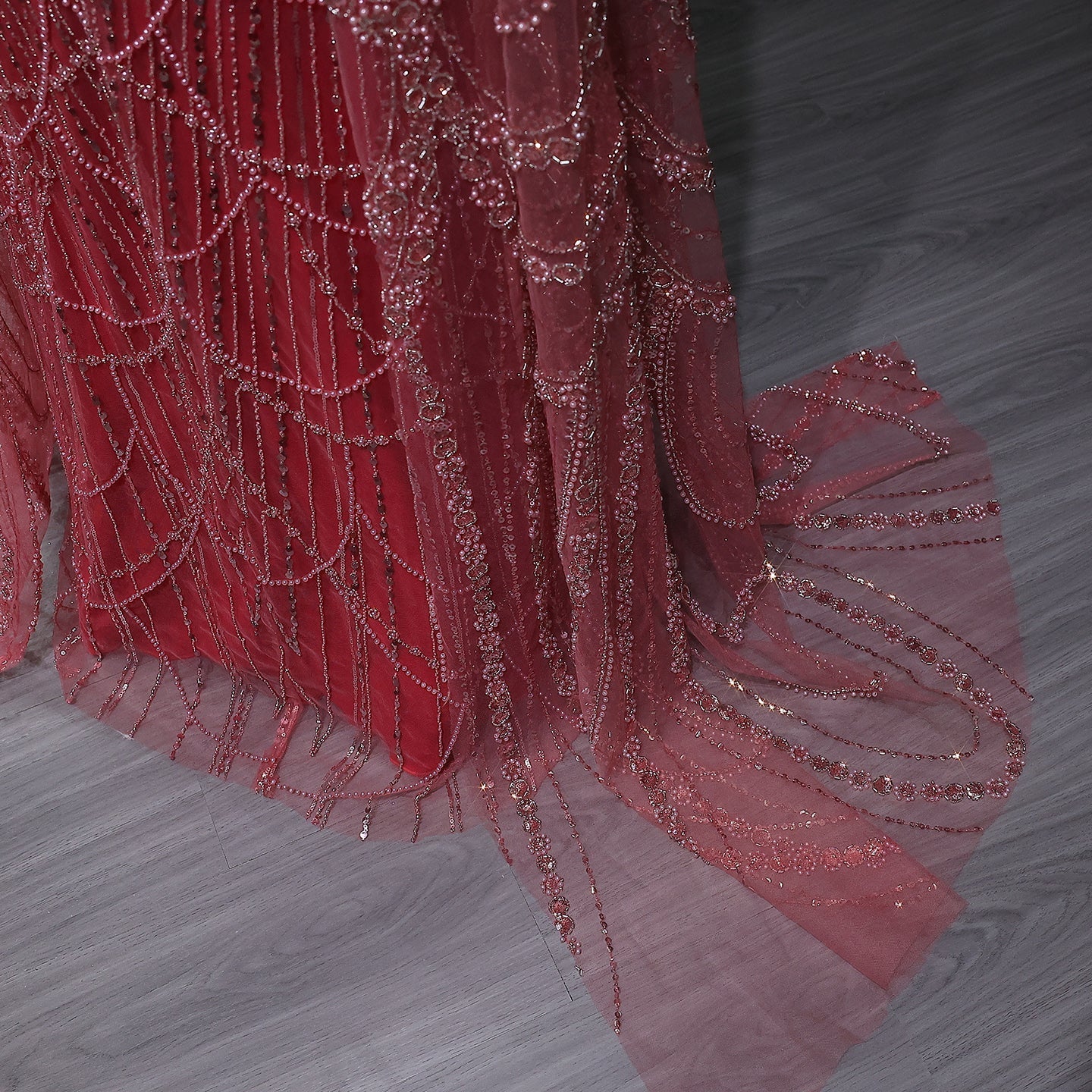 Stunning Burgundy Evening Dress with Cape SS669