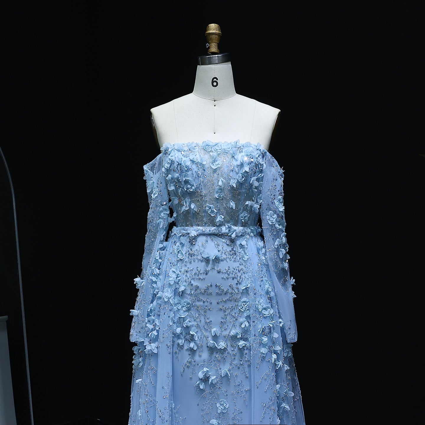 Elegant 3D Flowers Pink Evening Dress with Overskirt SS352