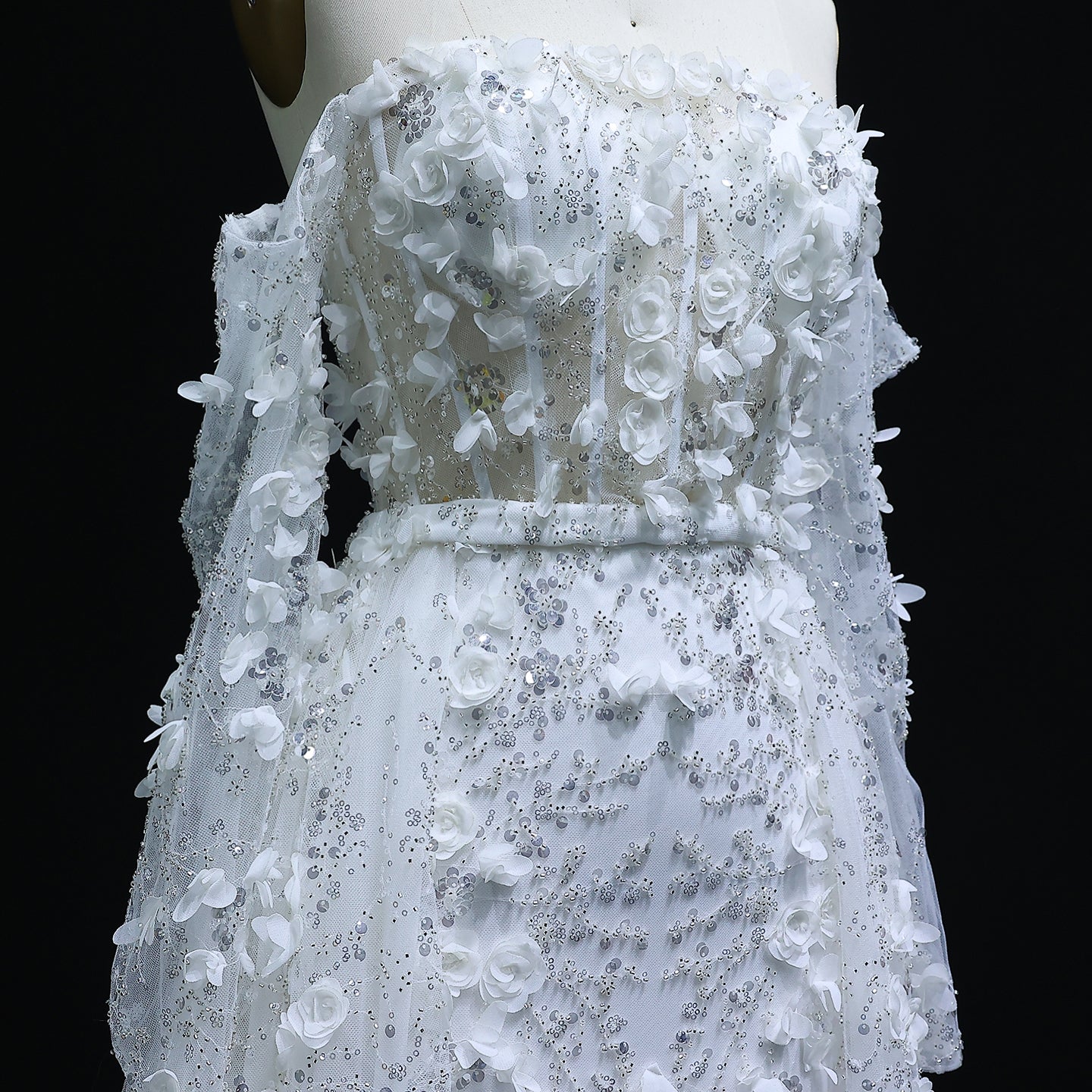 Elegant 3D Flowers Pink Evening Dress with Overskirt SS352