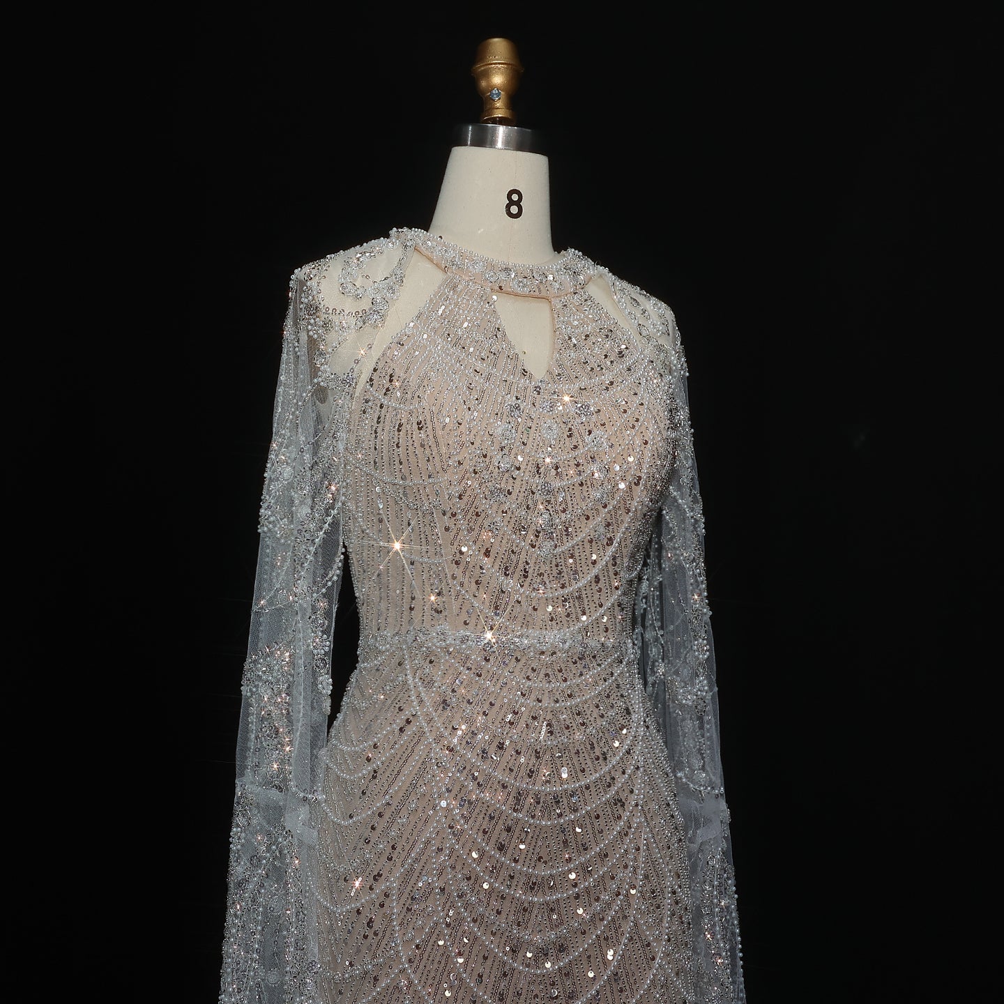 Stunning Burgundy Evening Dress with Cape SS669