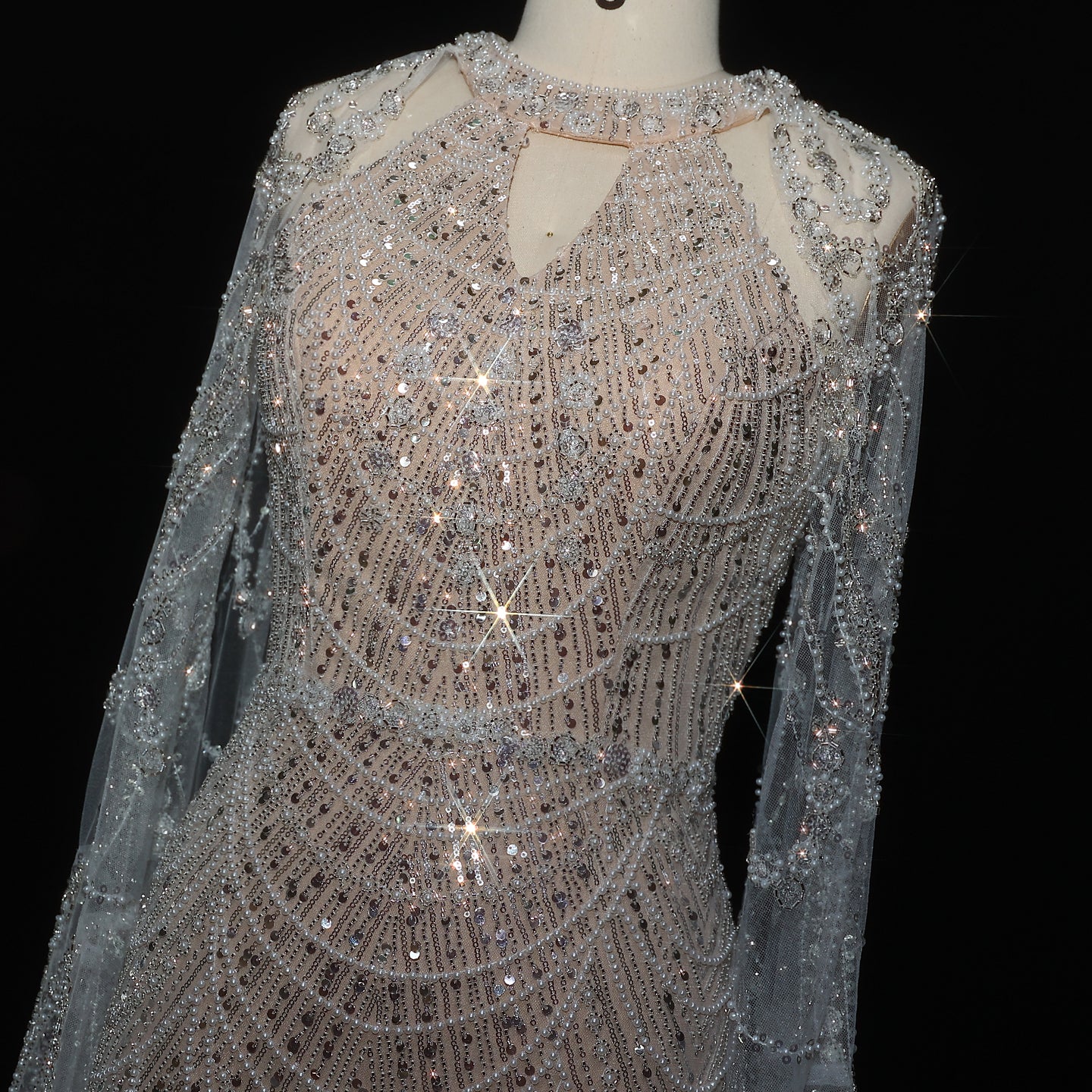 Stunning Burgundy Evening Dress with Cape SS669