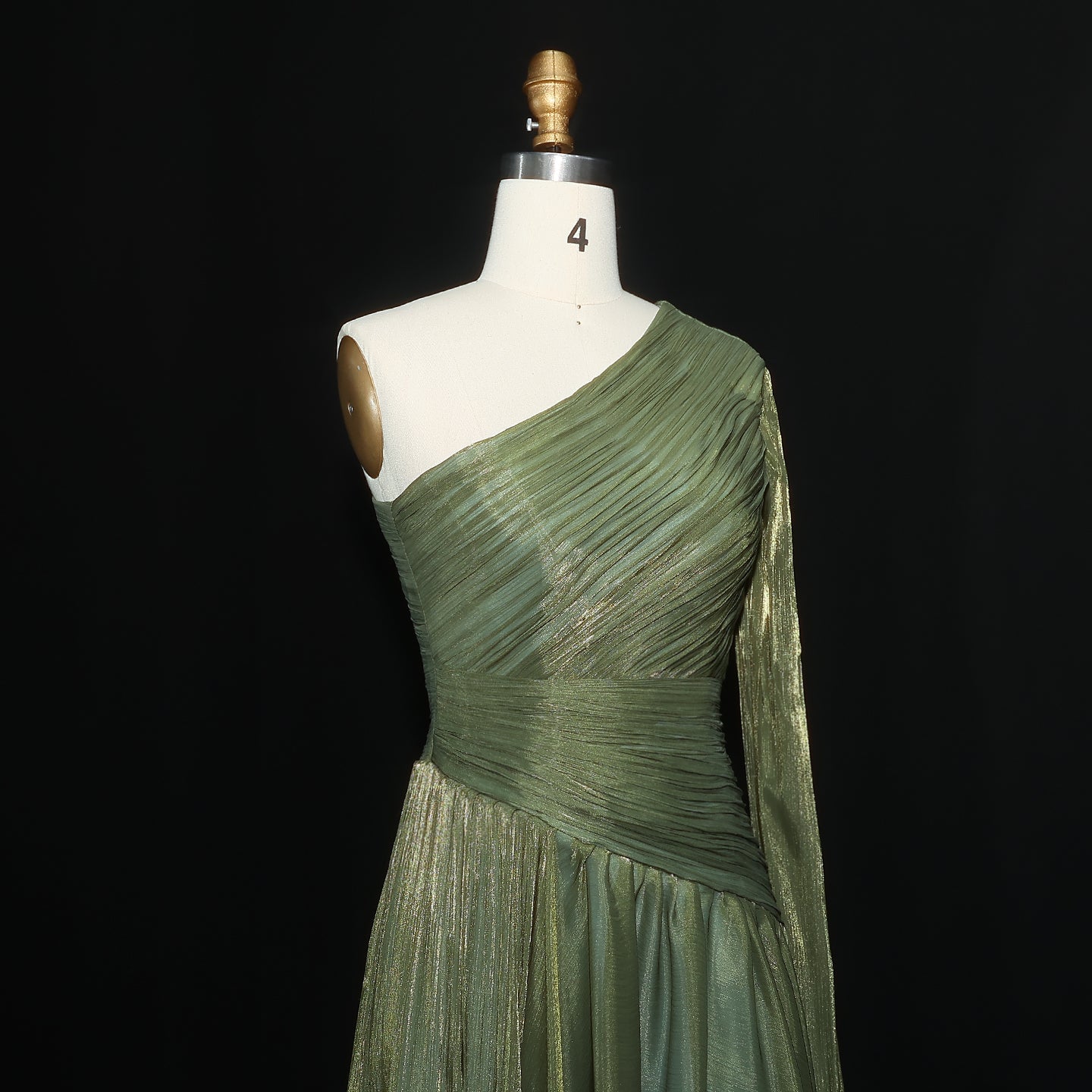 Elegant Green One Shoulder A-Line Evening Dress SF406