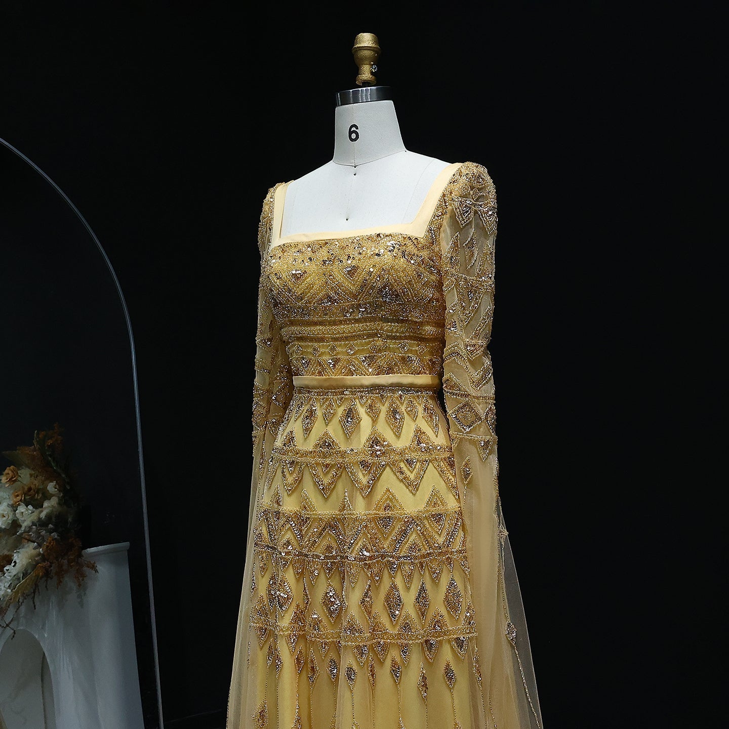 Luxury Wine Red Evening Dress with Cape Sleeves SS461