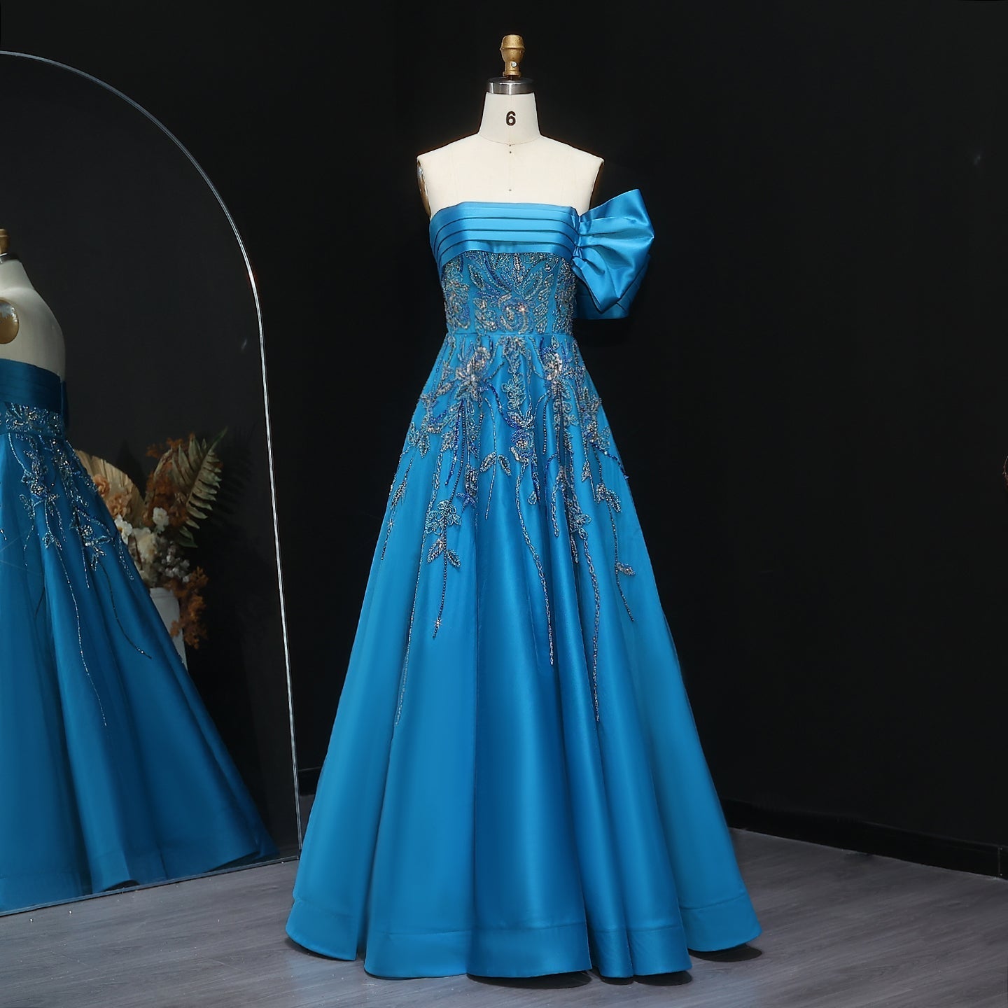 Elegant Fuchsia One Shoulder Evening Dress SS567  Blue / US 18