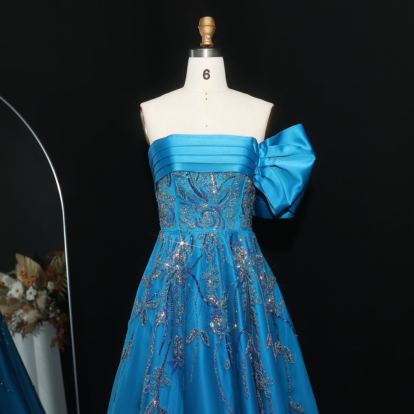 Elegant Fuchsia One Shoulder Evening Dress SS567