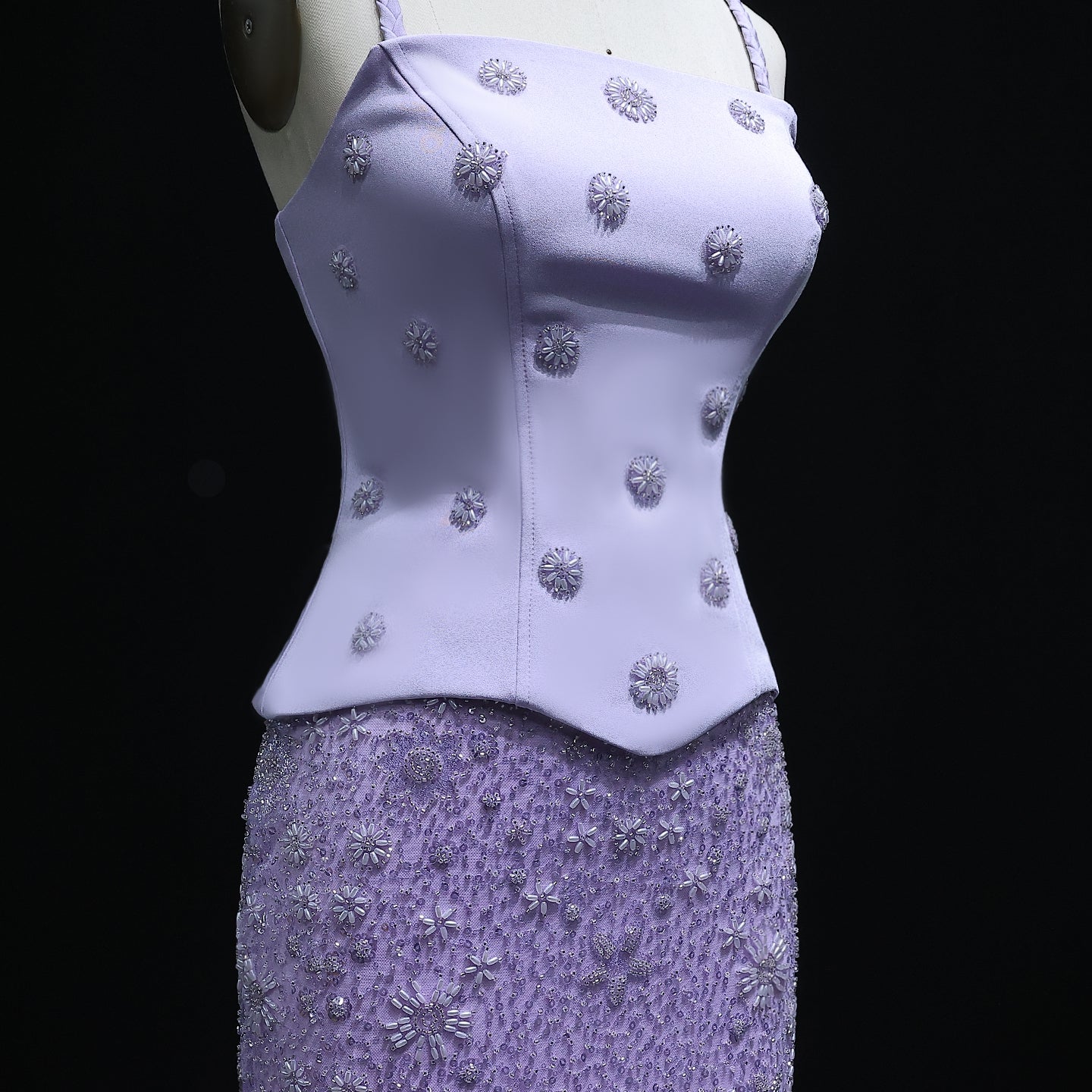 Chic Lilac Two Pieces Evening Dress with Spaghetti Straps SS697